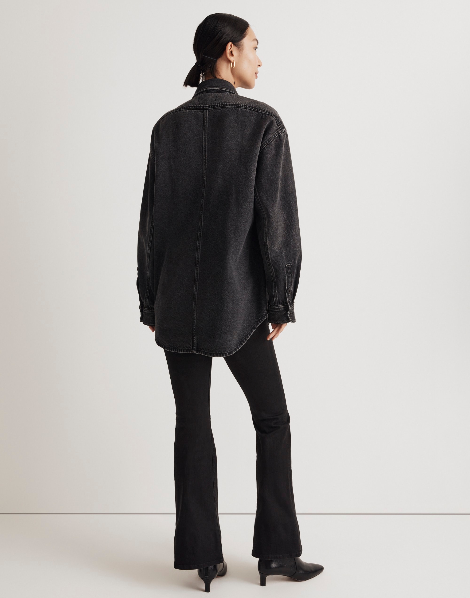 Denim Oversized Button-Up Shirt in Lunar Wash