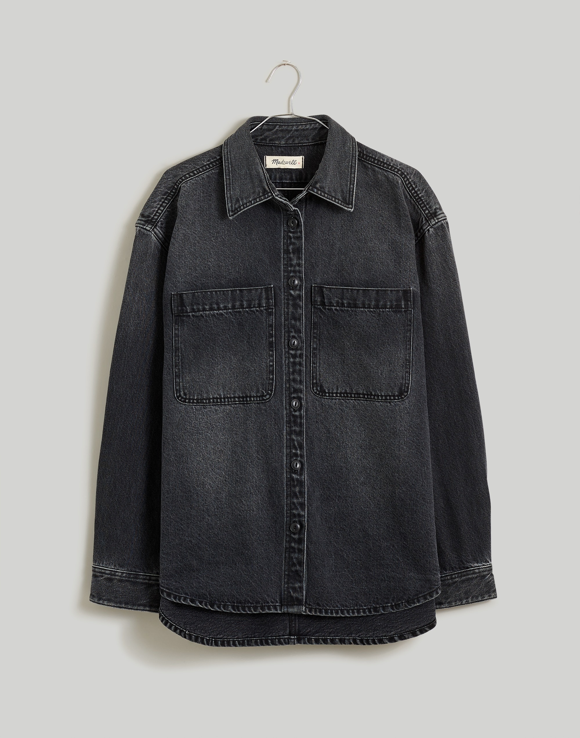Denim Oversized Button-Up Shirt in Lunar Wash