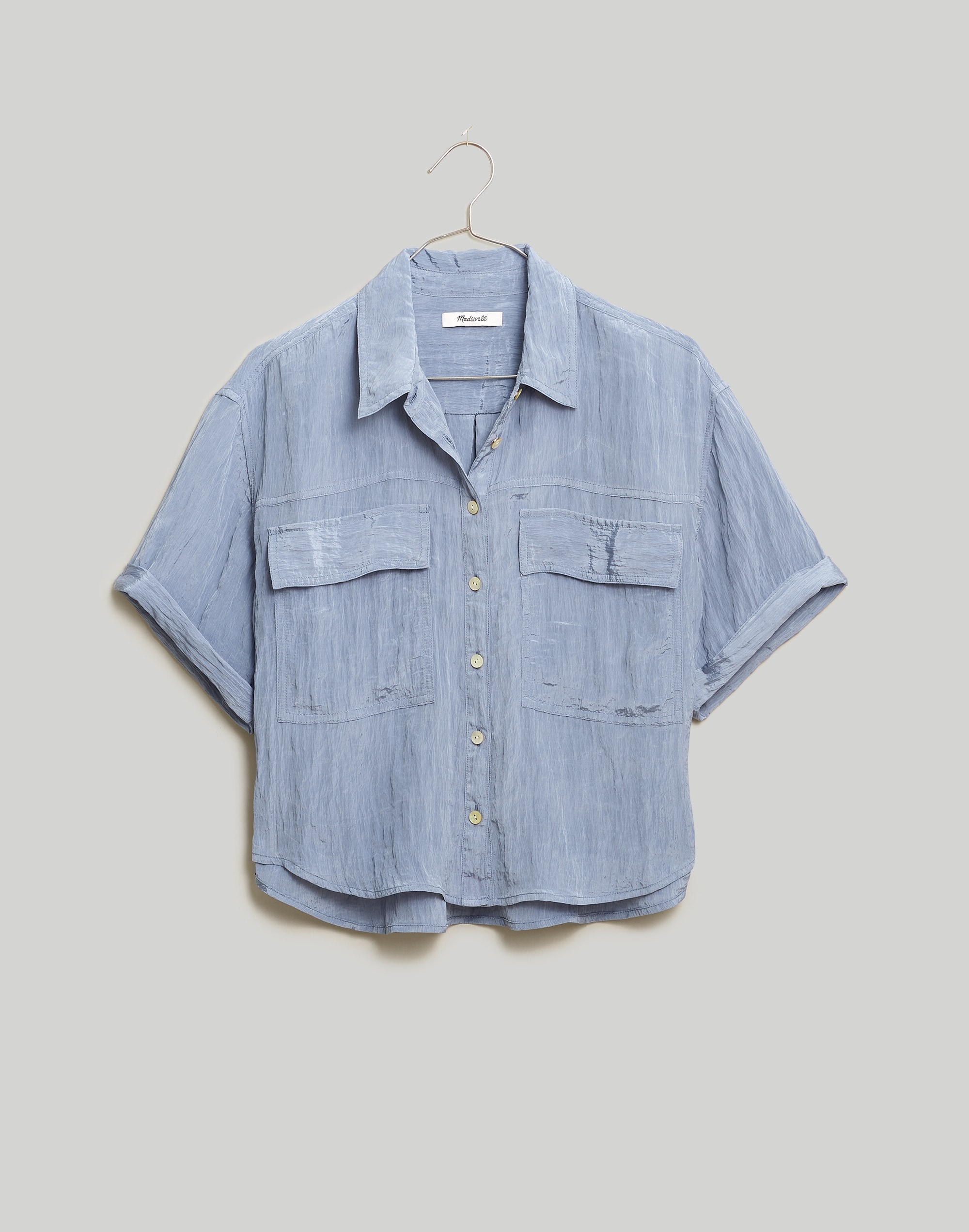 Crinkled Utility Button-Up Shirt