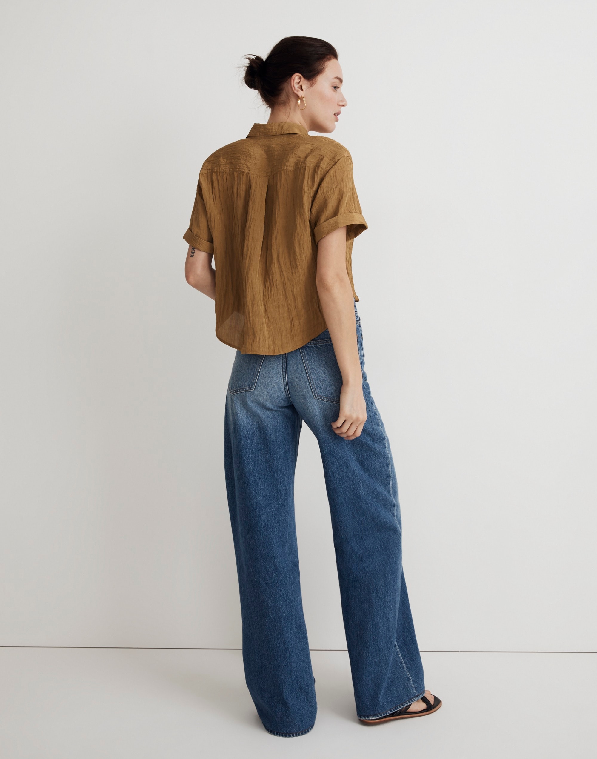 Crinkled Utility Button-Up Shirt