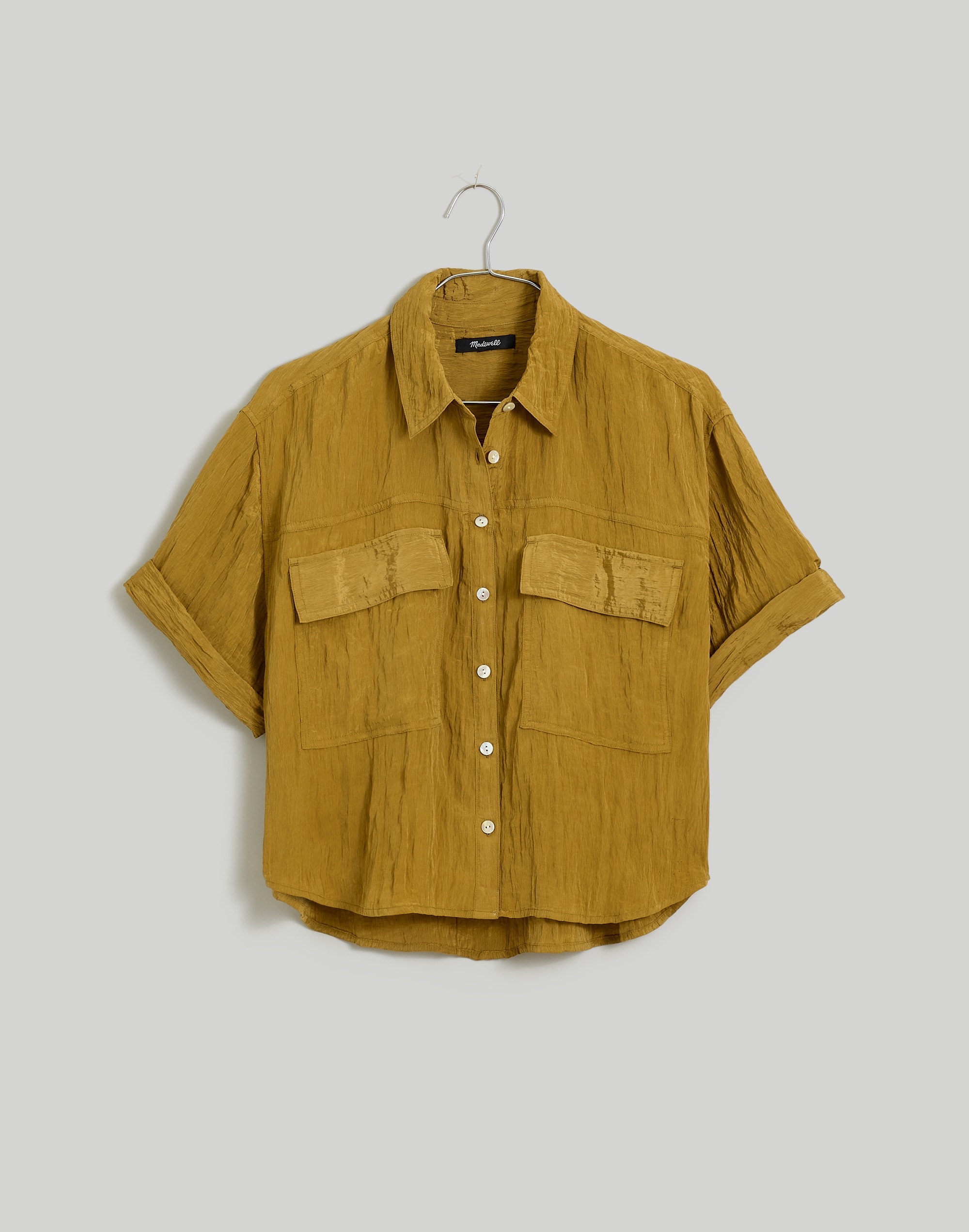 Crinkled Utility Button-Up Shirt