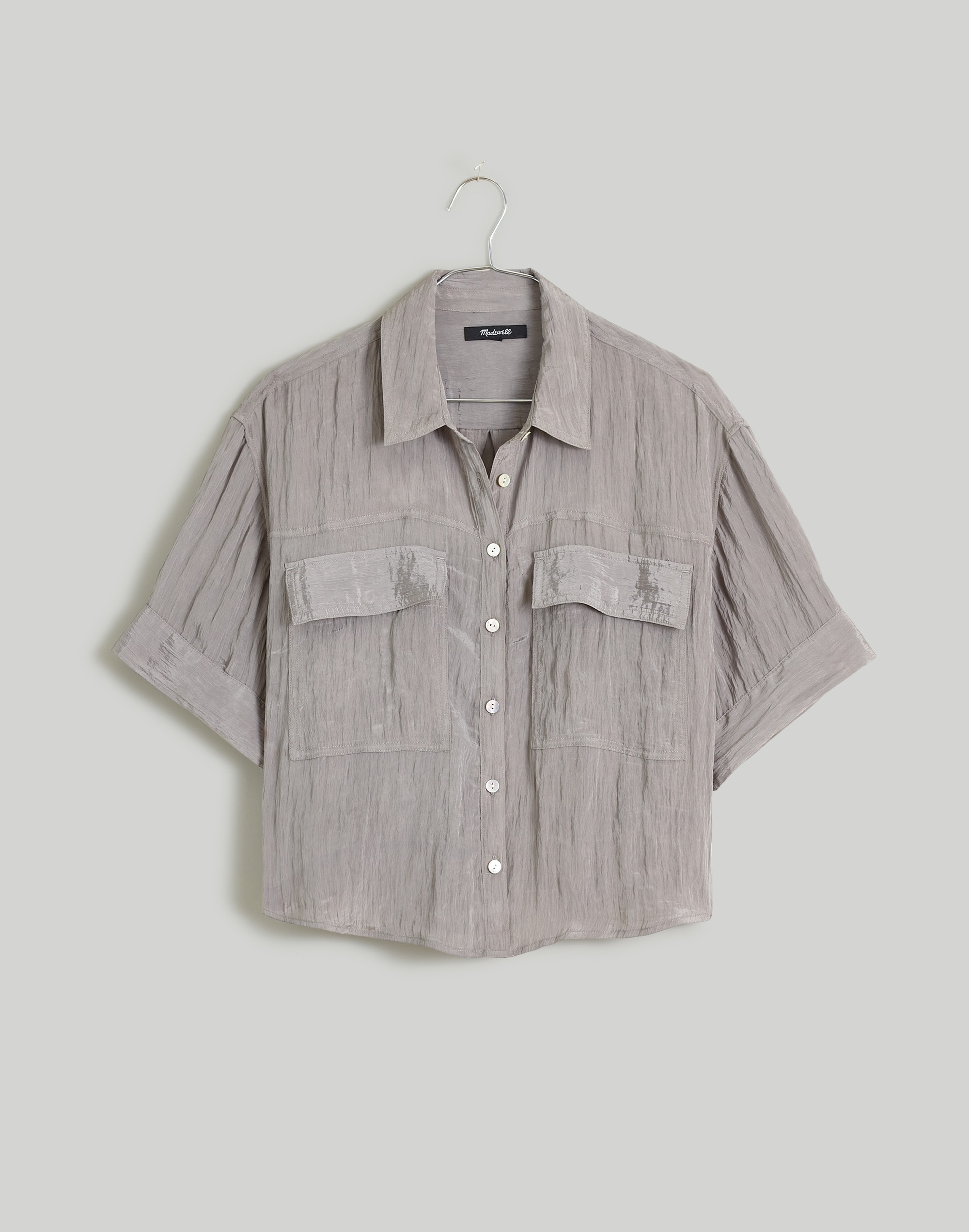 Crinkled Utility Button-Up Shirt