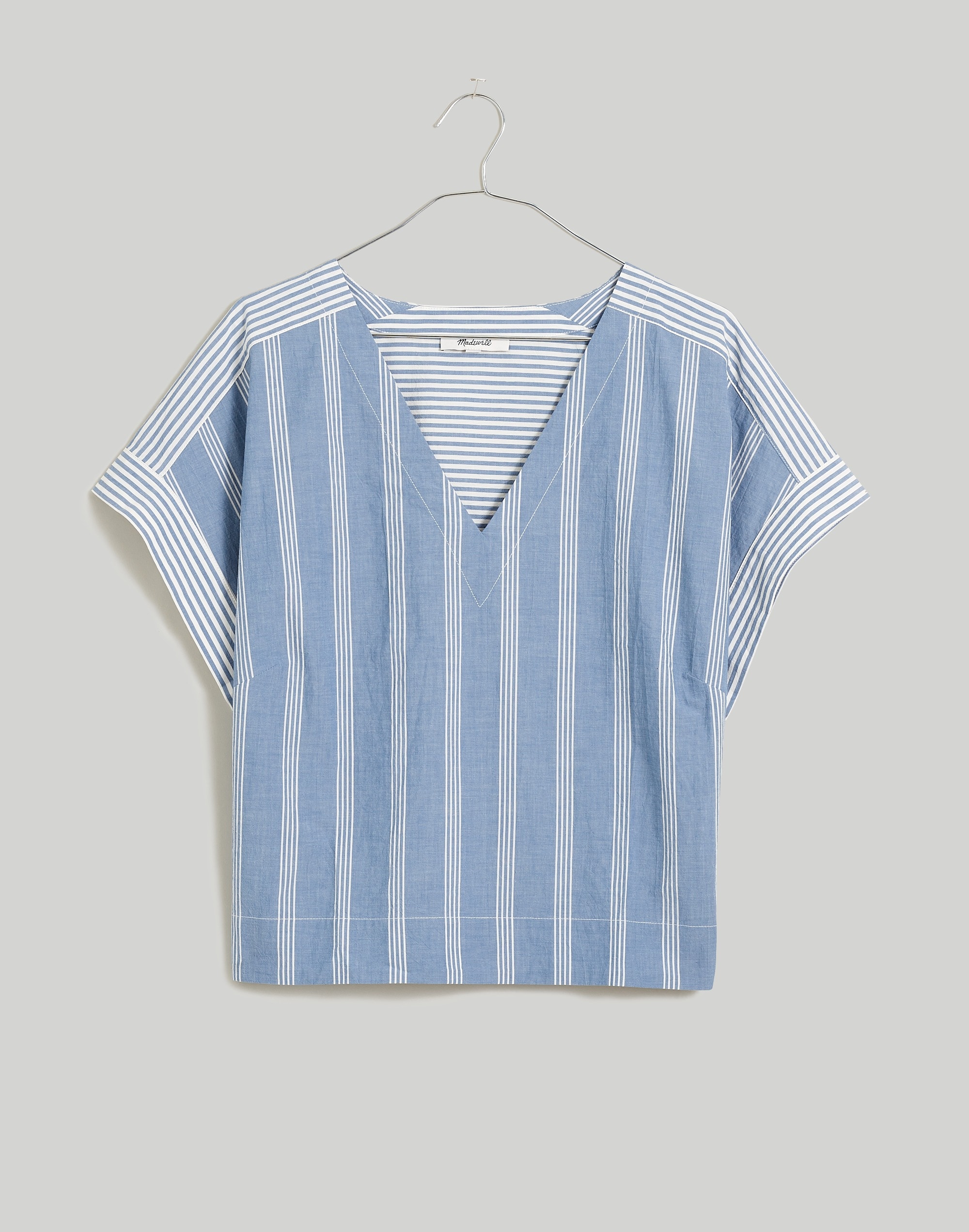 Crinkle Cotton Boxy Top in Mixed Stripe