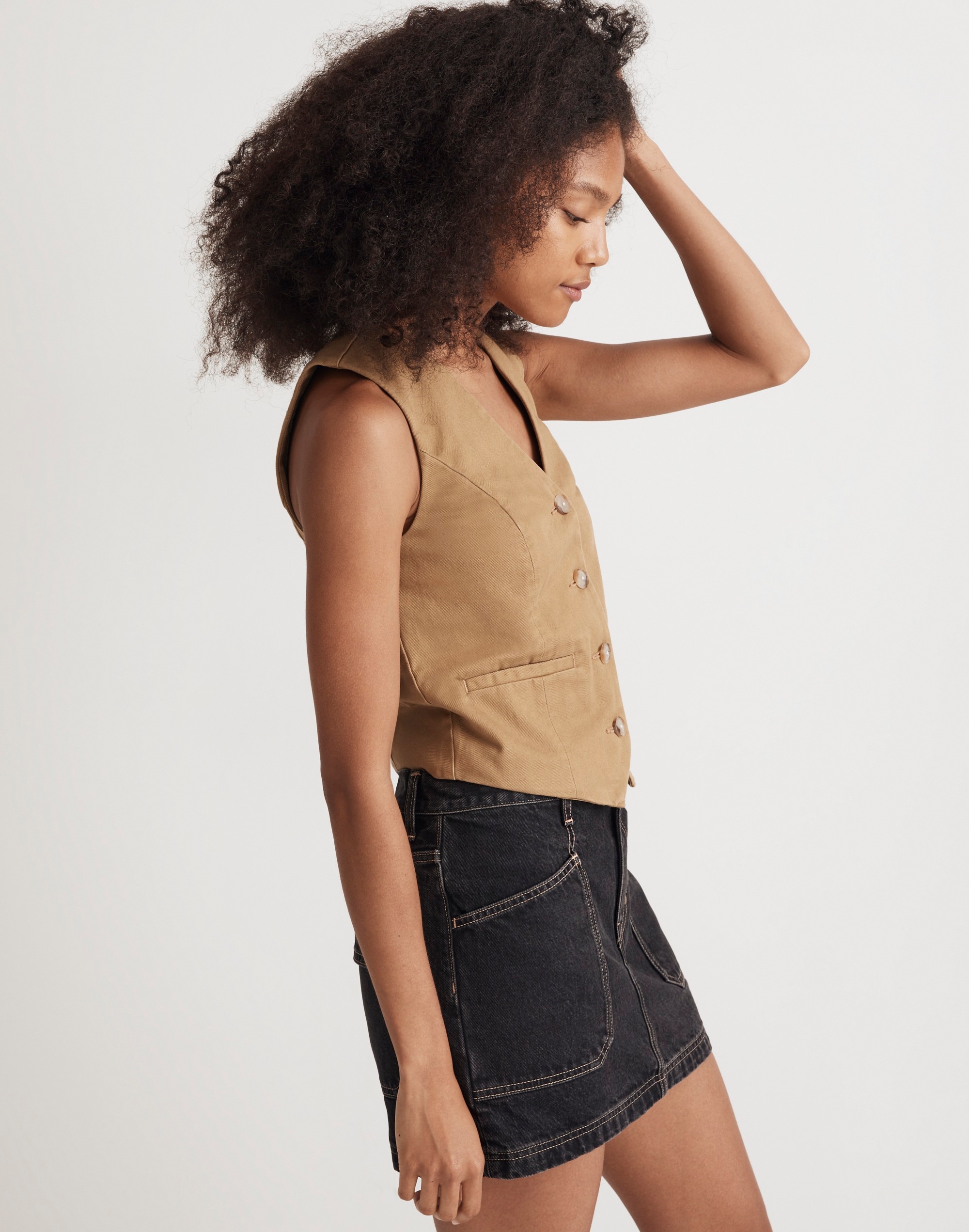 Button-Front Vest in (Re)generative Chino