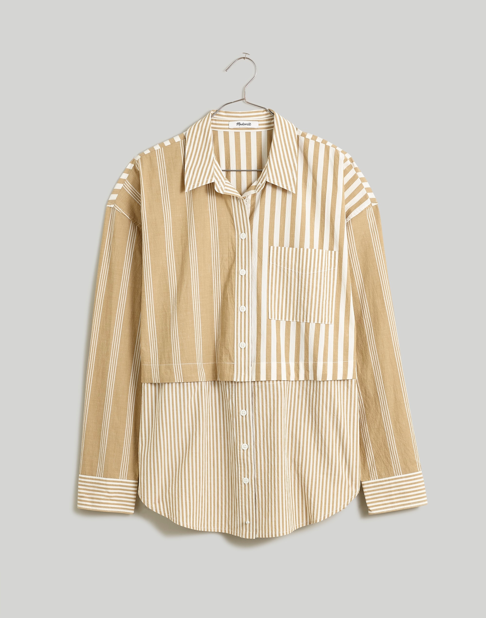 Modular Oversized Button-Up Shirt in Mixed Stripe