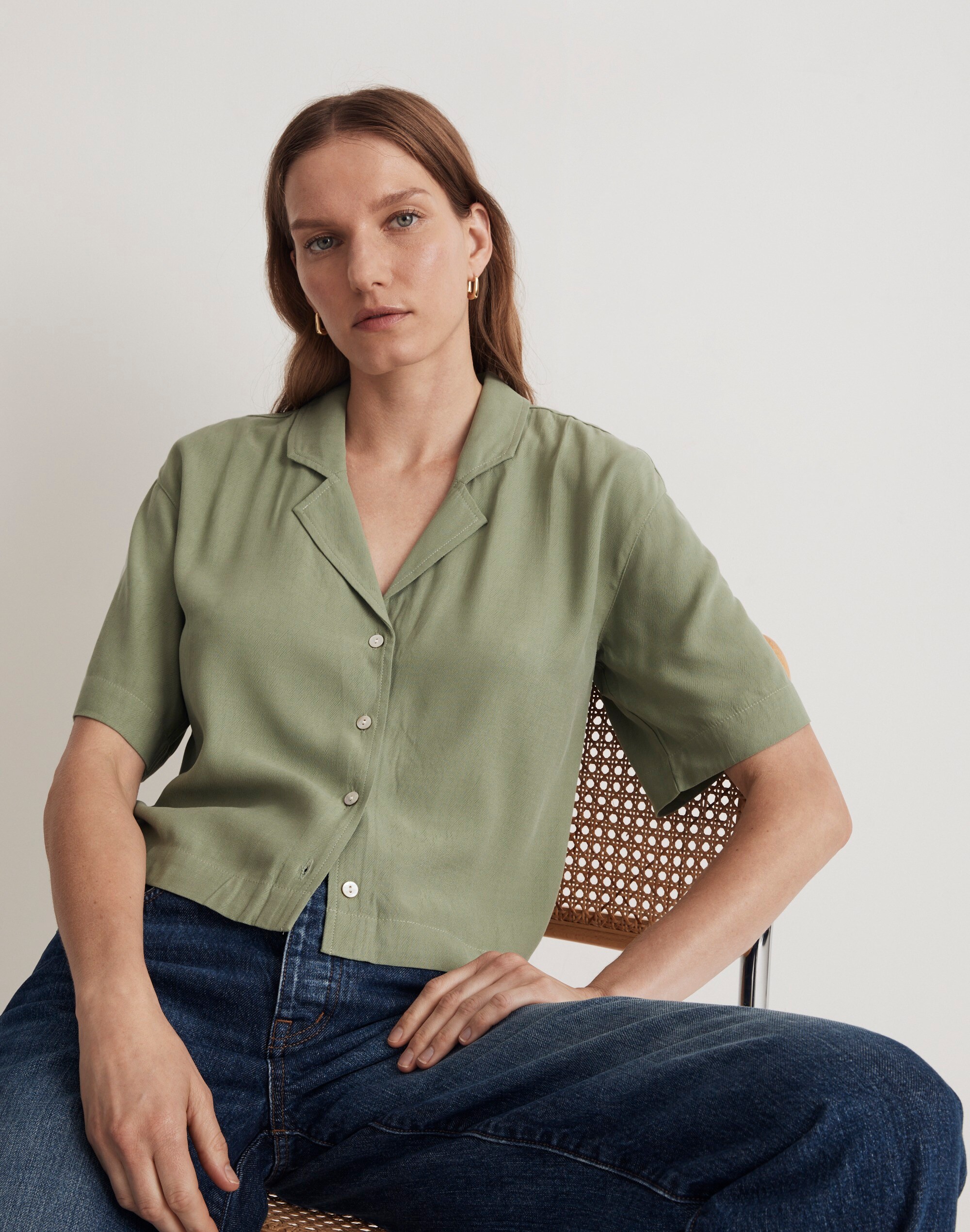 Button-Front Resort Shirt in Lusterweave