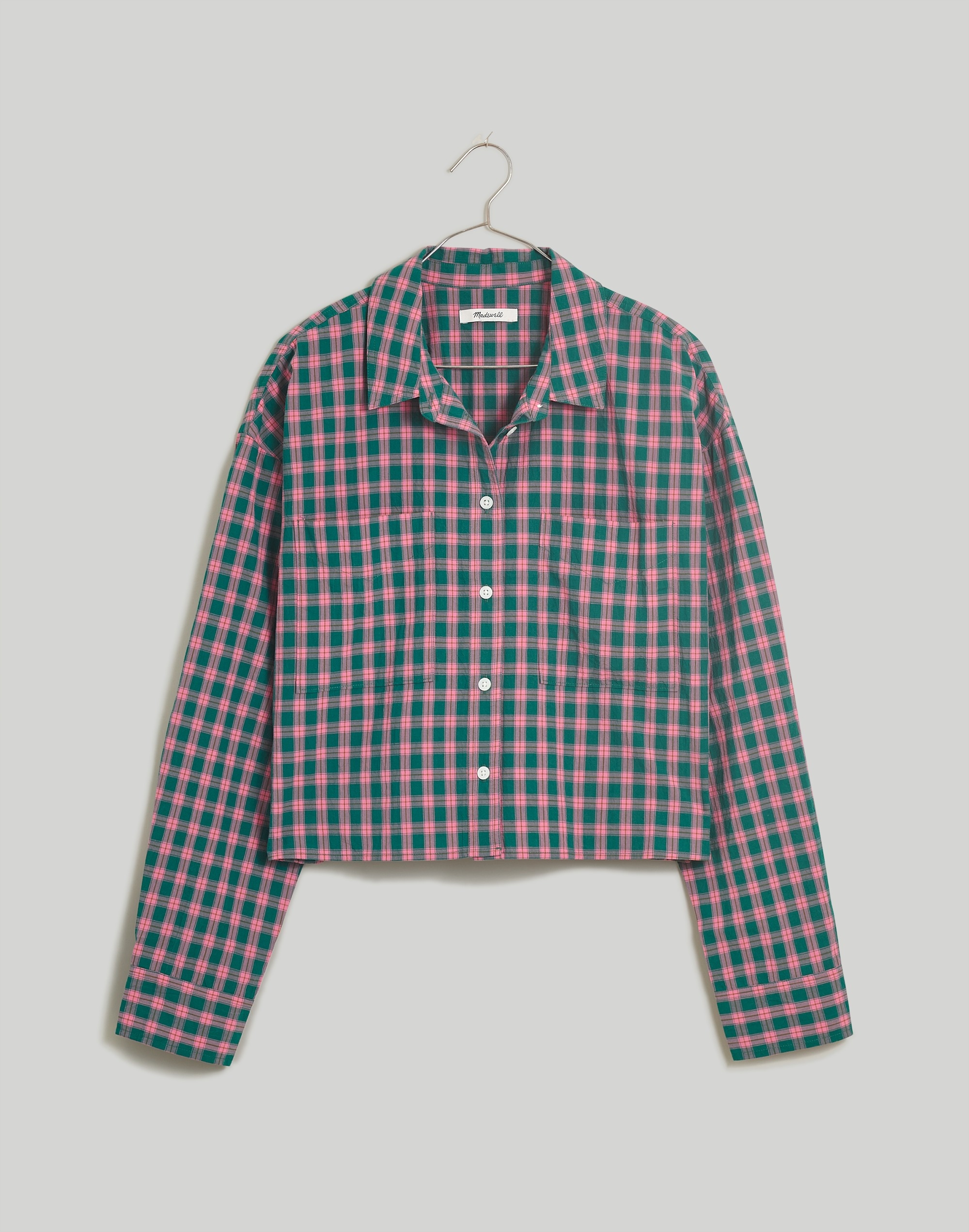 The Signature Poplin Crop Shirt in Plaid