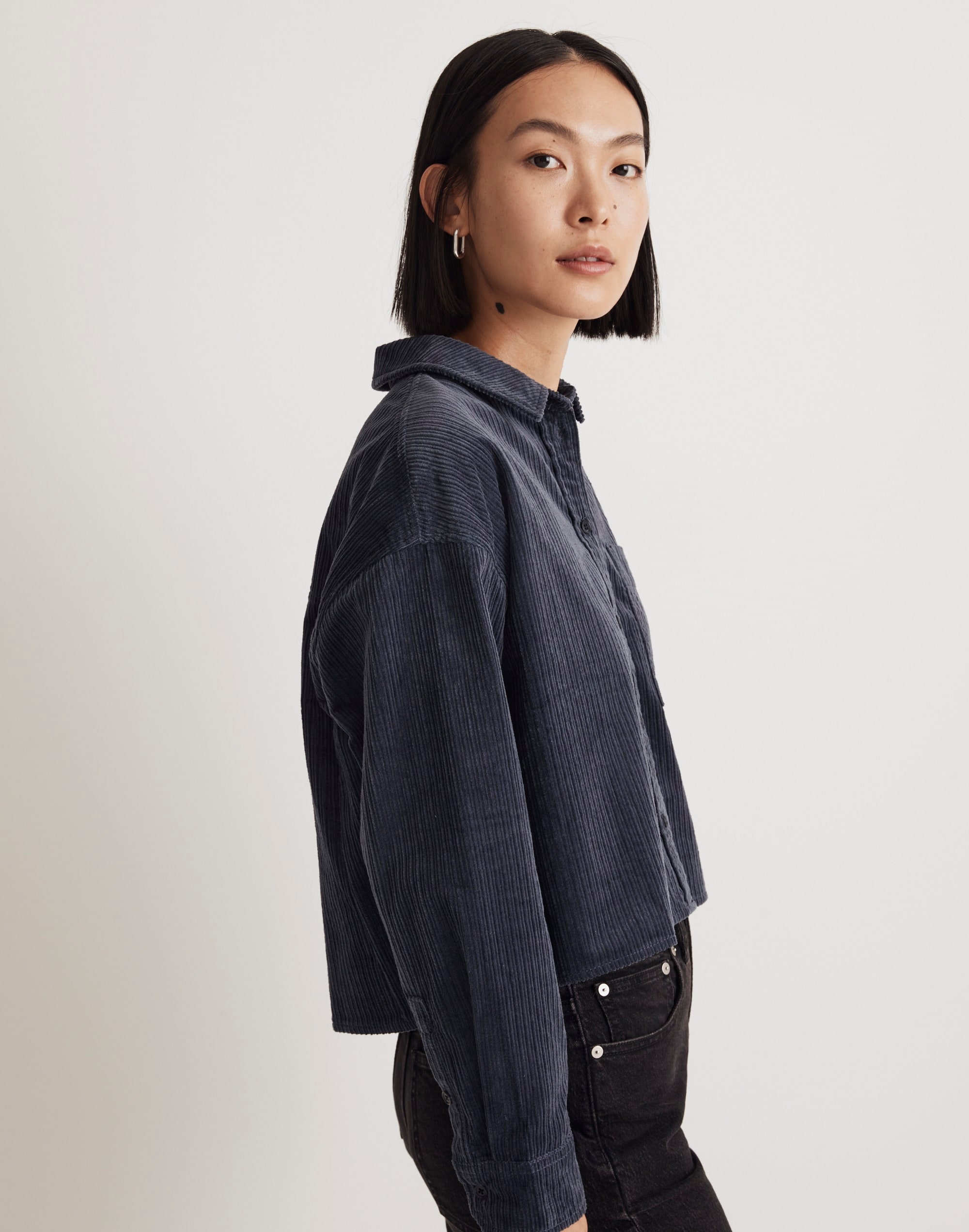 Variegated Corduroy Button-Up Shirt