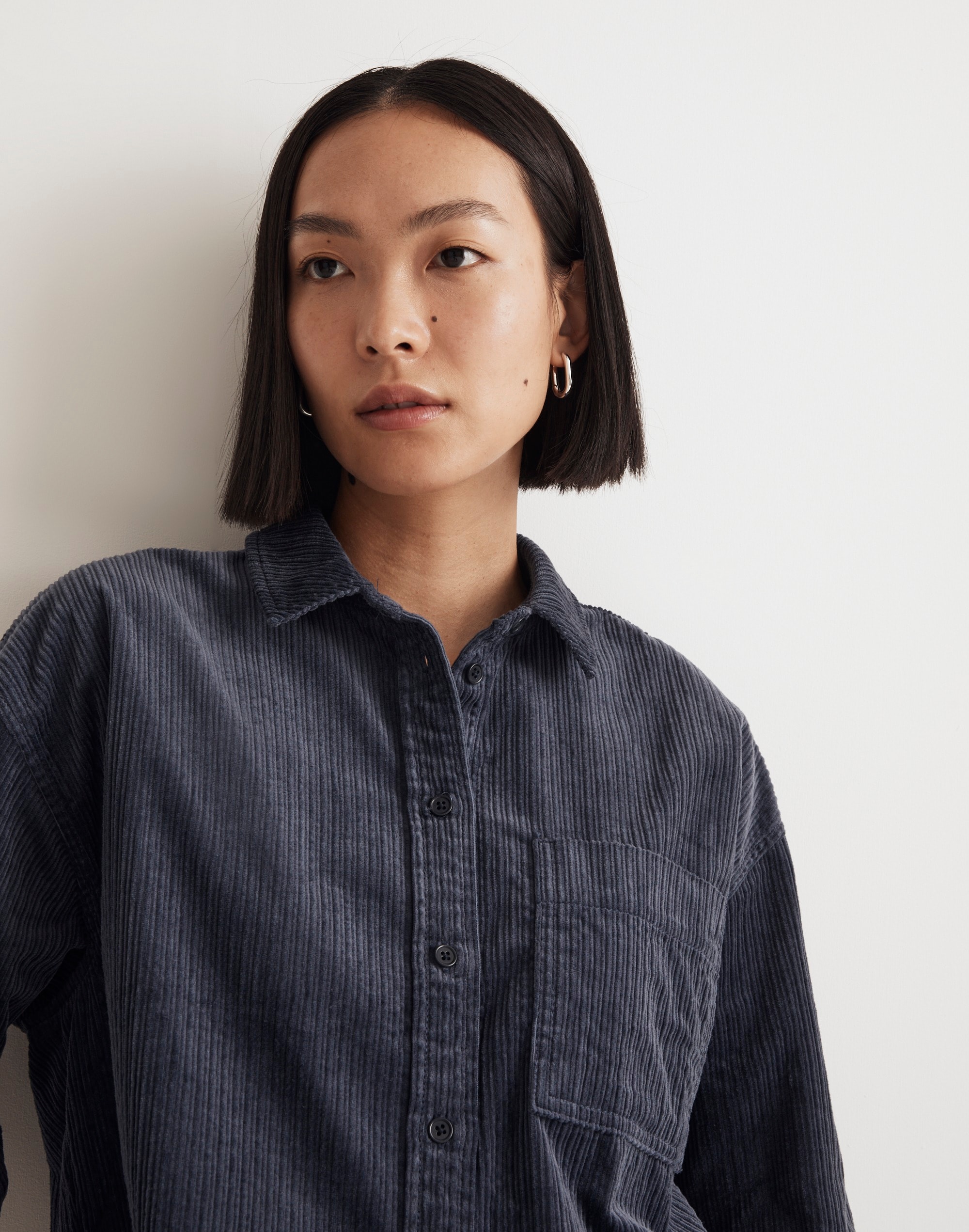 Variegated Corduroy Button-Up Shirt