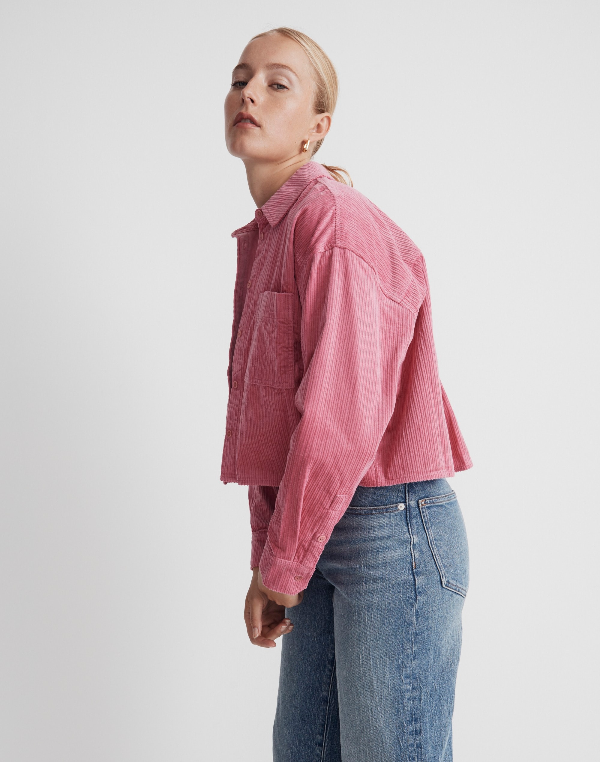 Variegated Corduroy Button-Up Shirt
