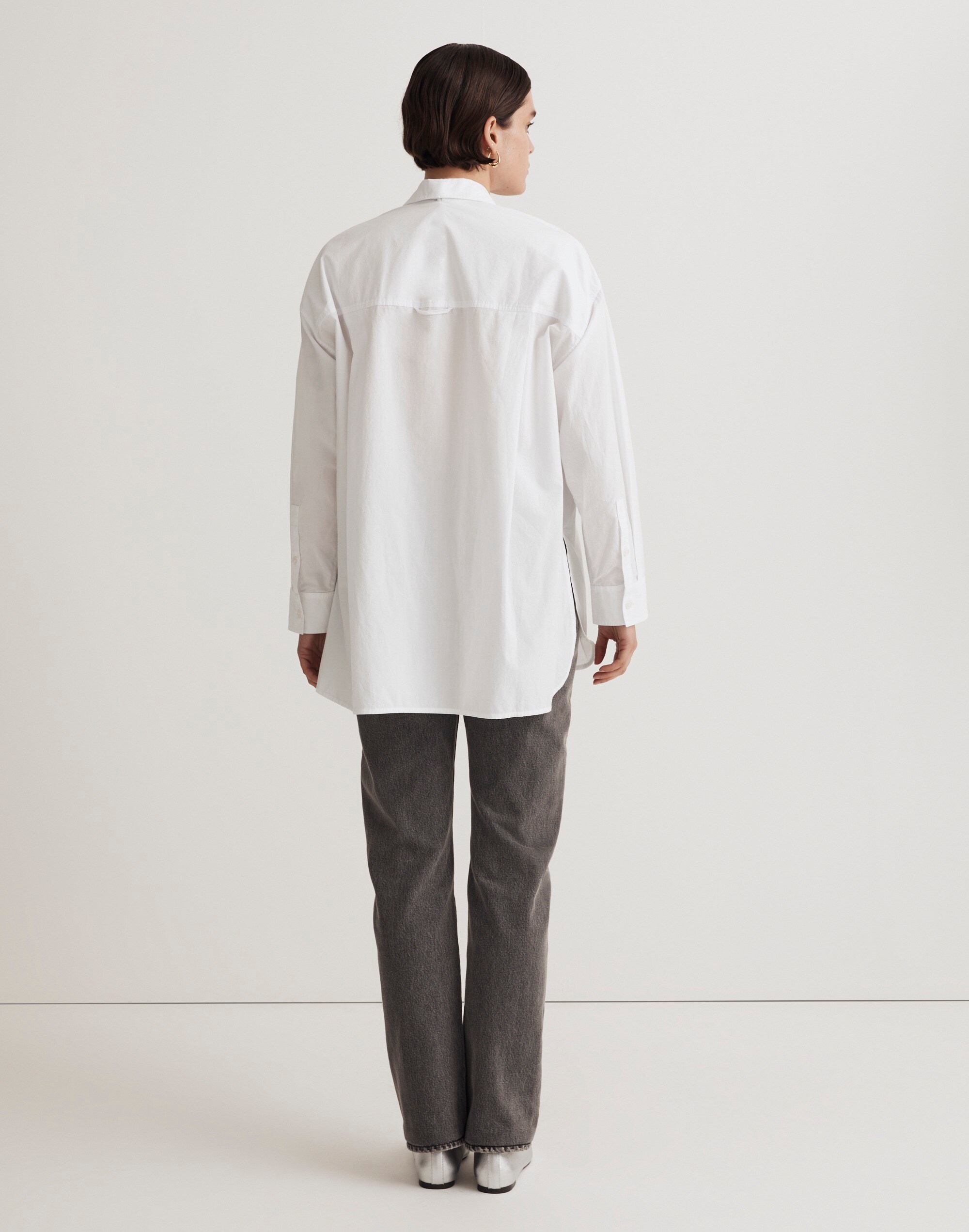 The Signature Poplin Oversized Button-Up Shirt: Flap-Pocket Edition