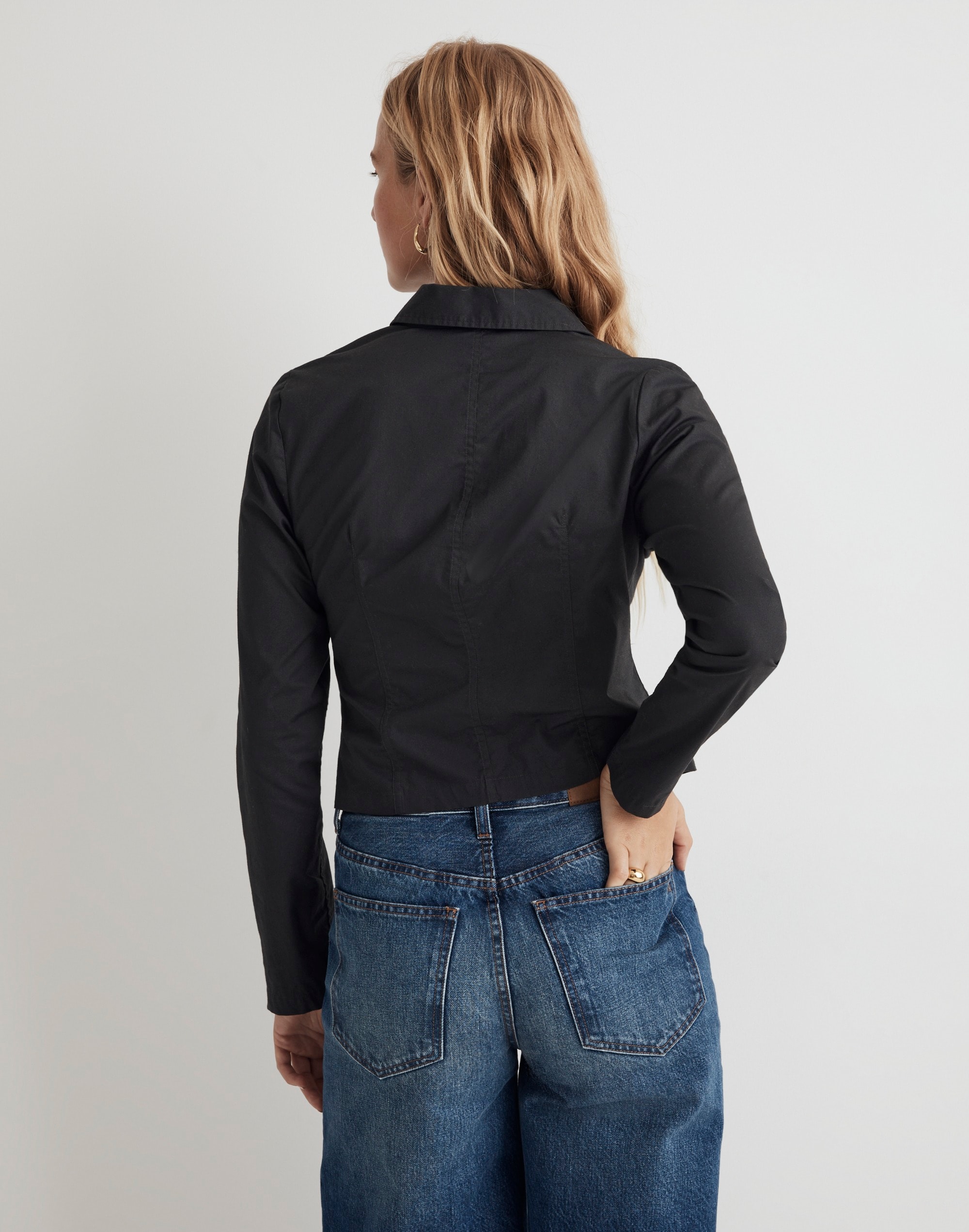 Poplin Hook-Front Shrunken Shirt