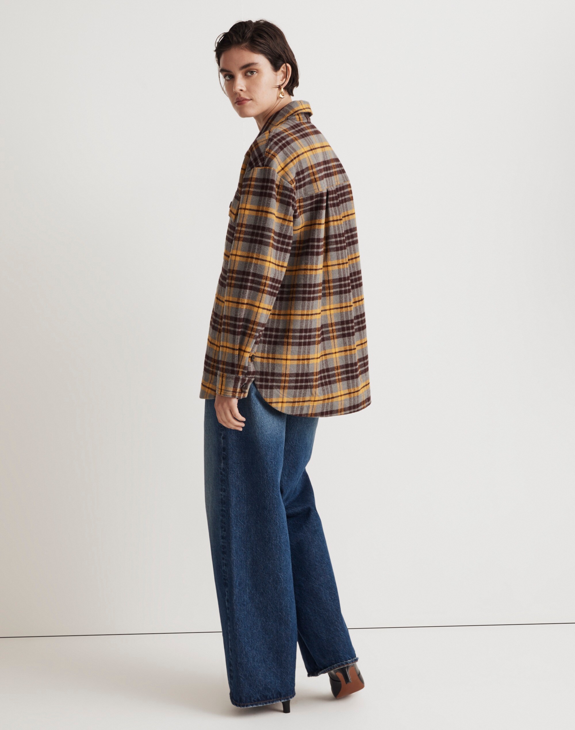 Twill Oversized Shirt-Jacket in Plaid