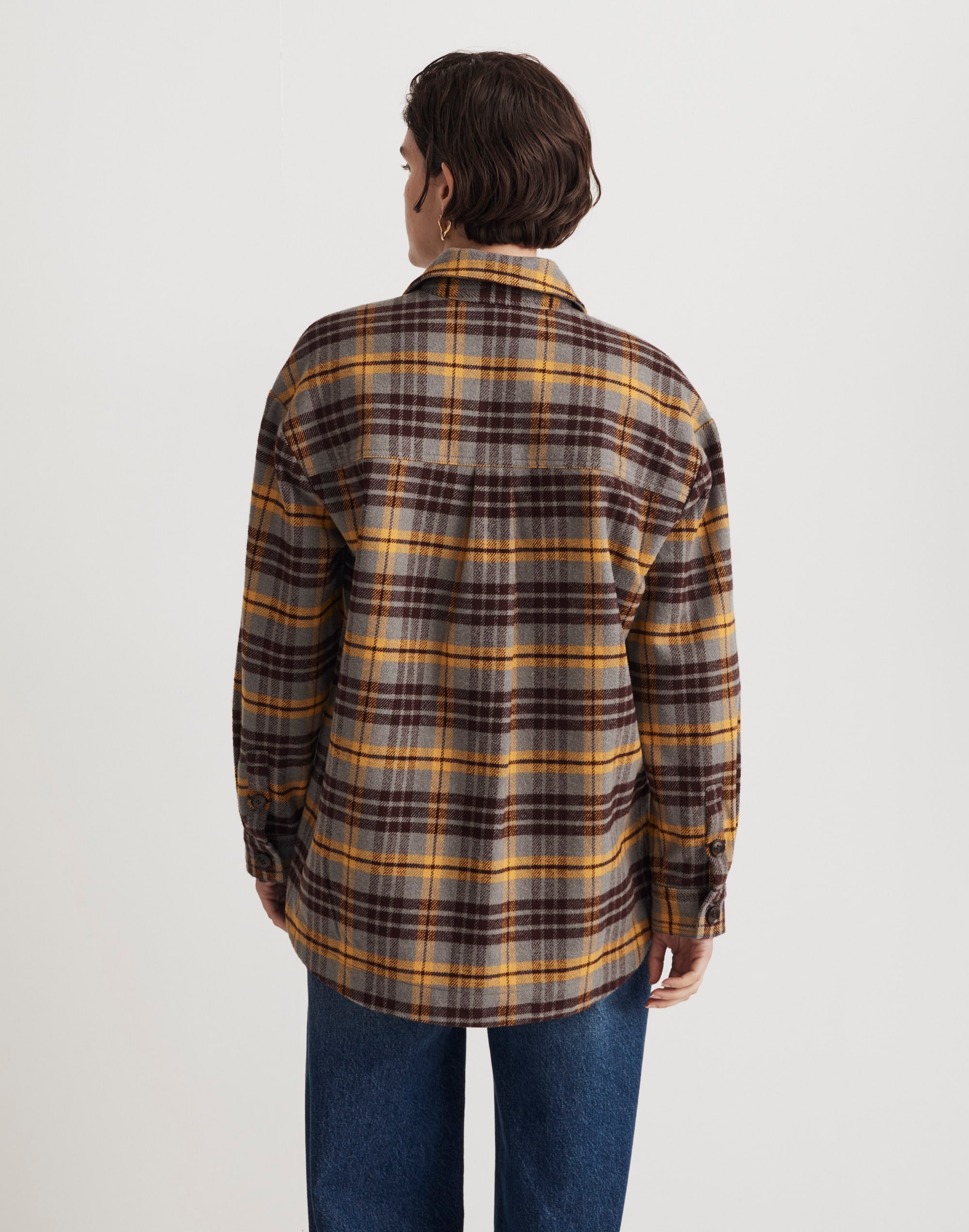 Twill Oversized Shirt-Jacket in Plaid
