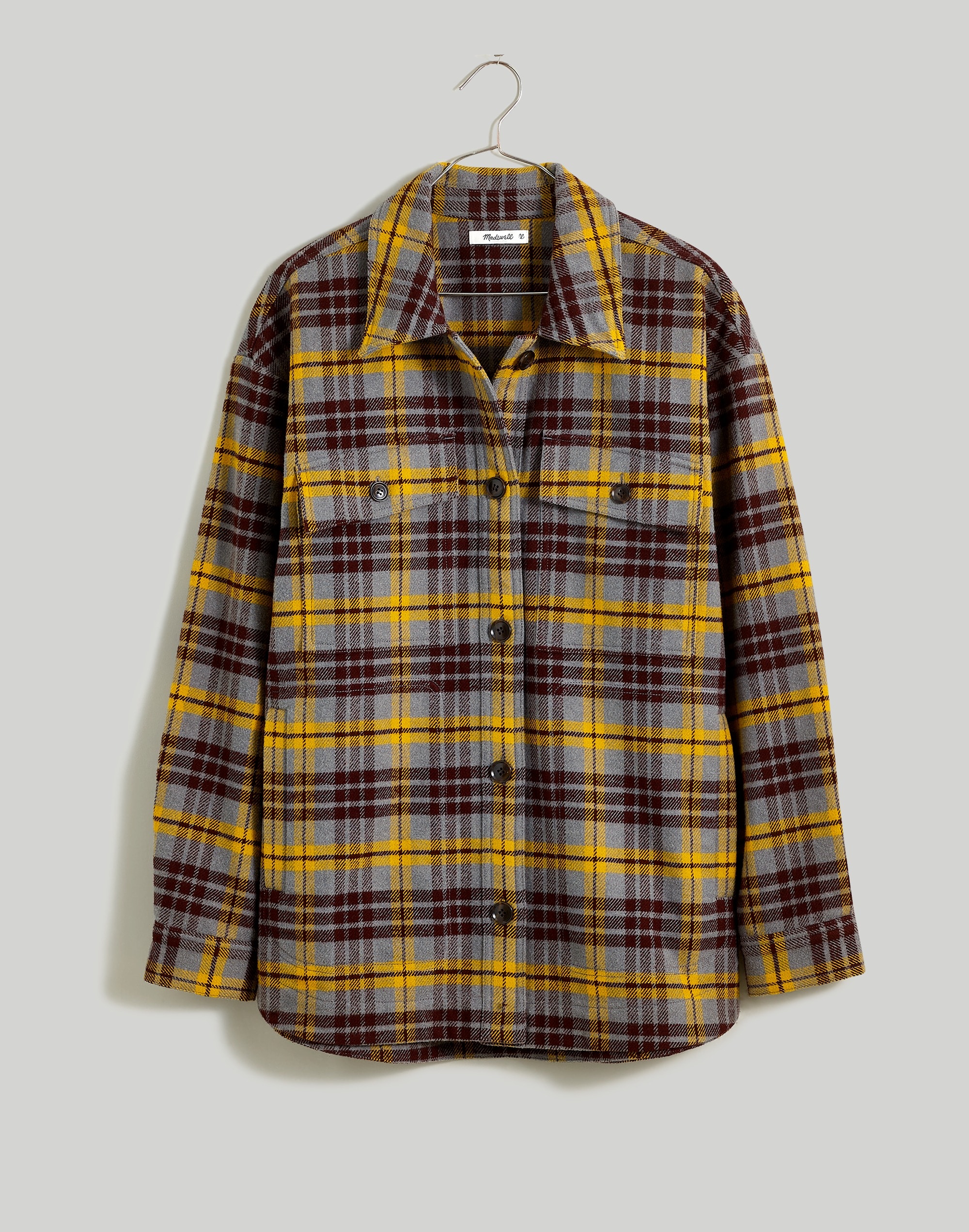 Twill Oversized Shirt-Jacket in Plaid