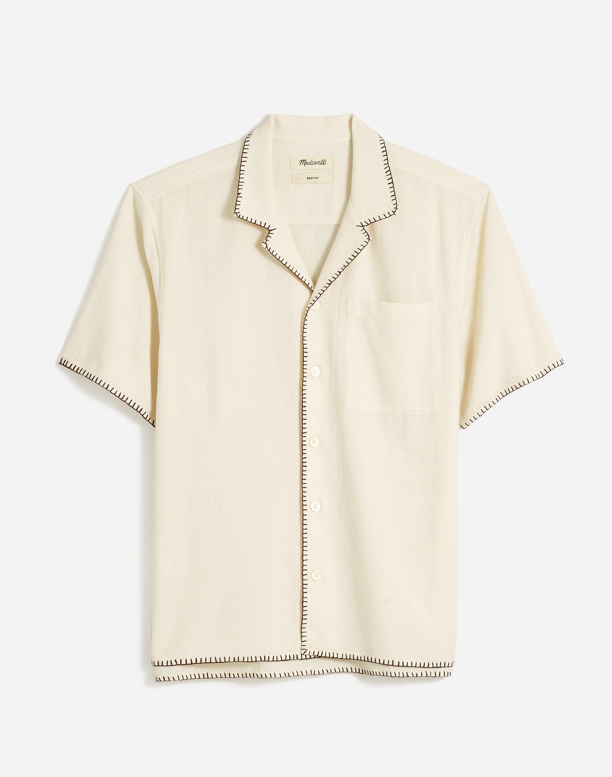 Blanket Stitch Short-Sleeve Shirt