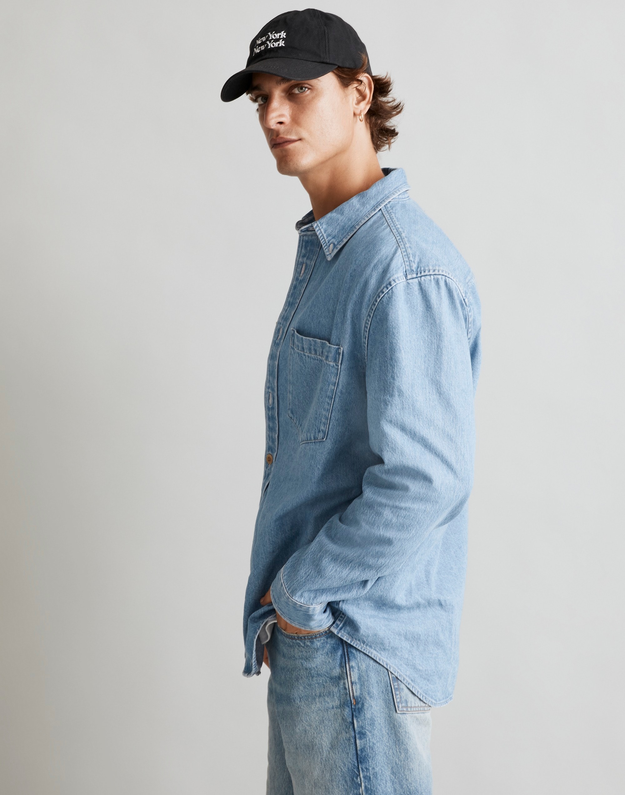 Denim Easy Long-Sleeve Shirt in Kersey Wash