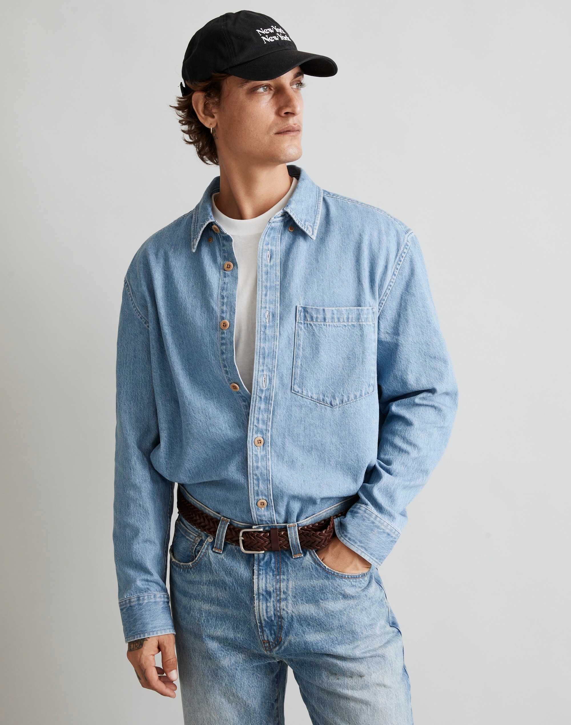 Denim Easy Long-Sleeve Shirt in Kersey Wash