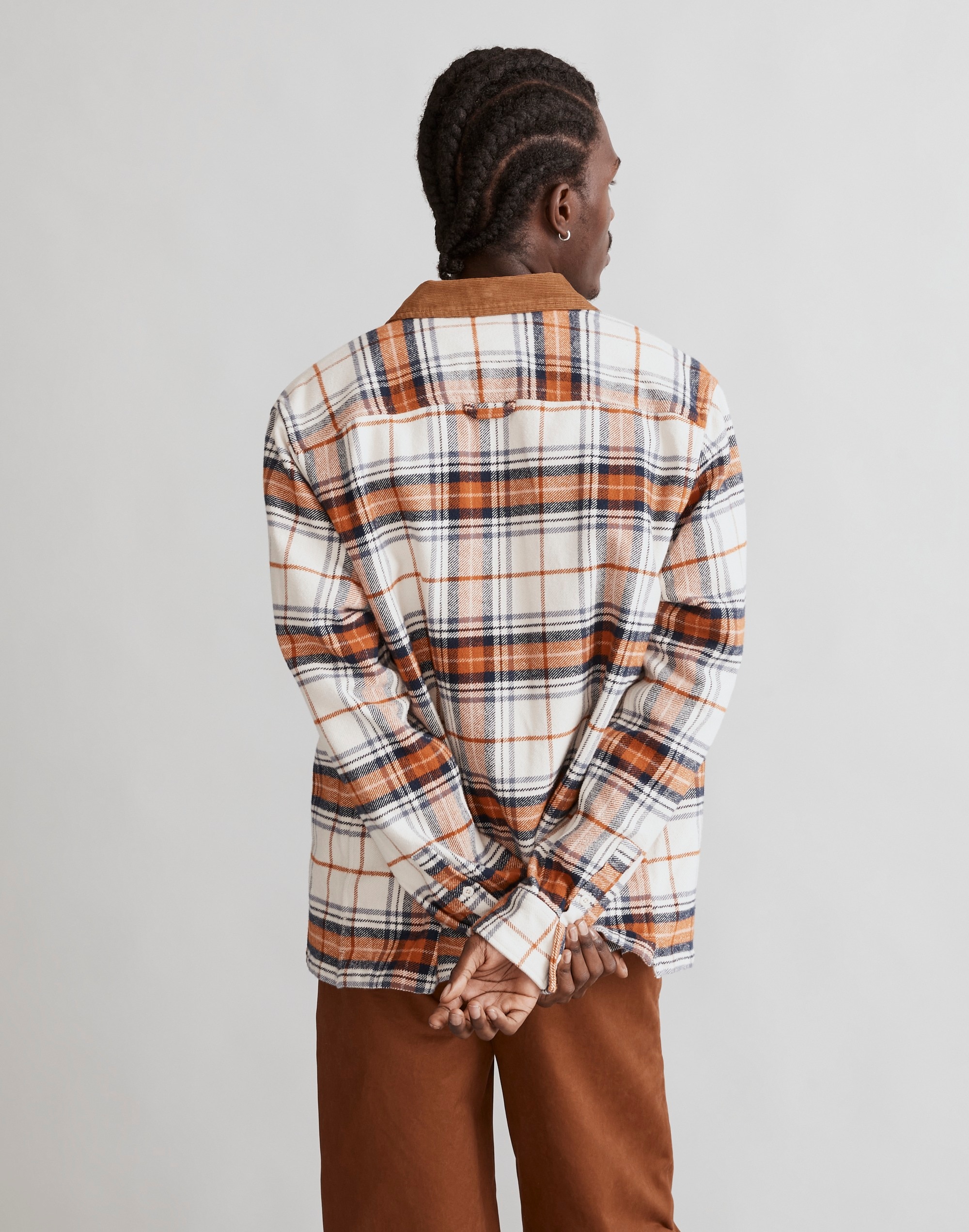 Corduroy-Collar Easy Shirt-Jacket