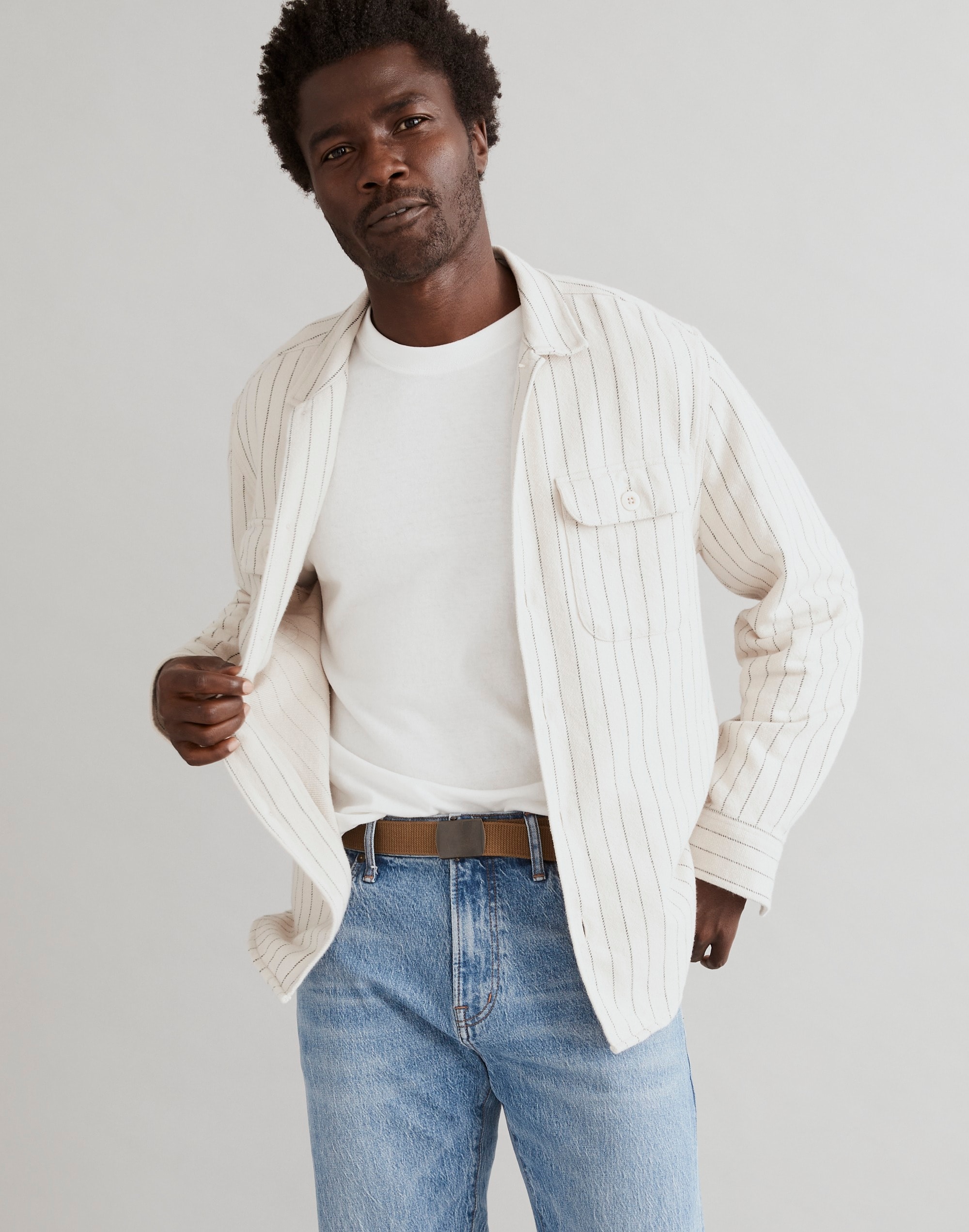 Brushed Flannel Easy Shirt-Jacket Stripe