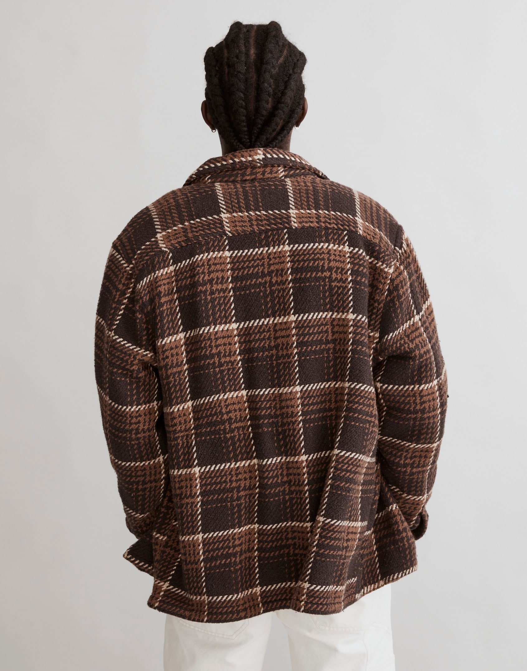 Twill Boxy Shirt-Jacket in Broken Plaid