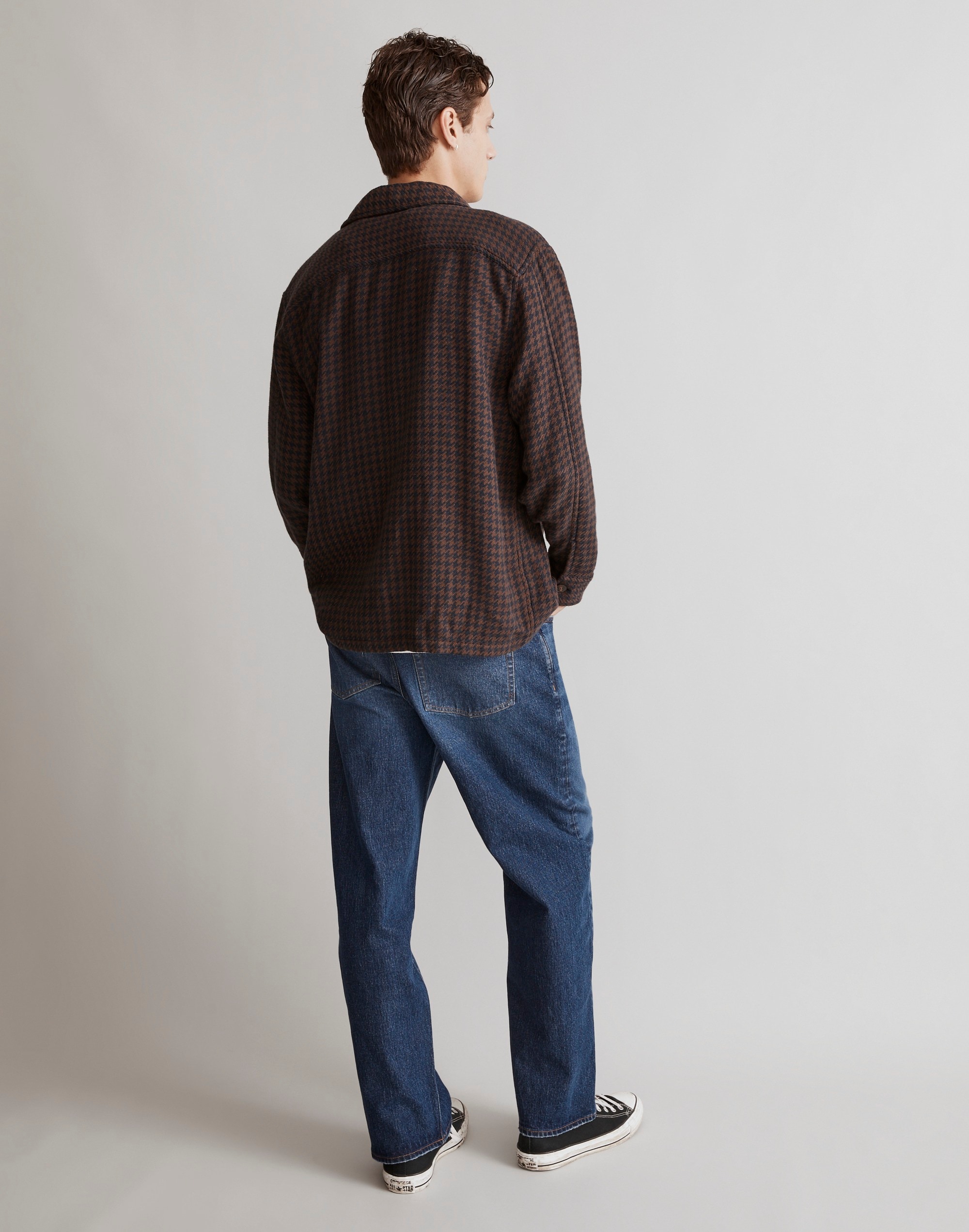 Boxy Shirt-Jacket in Houndstooth