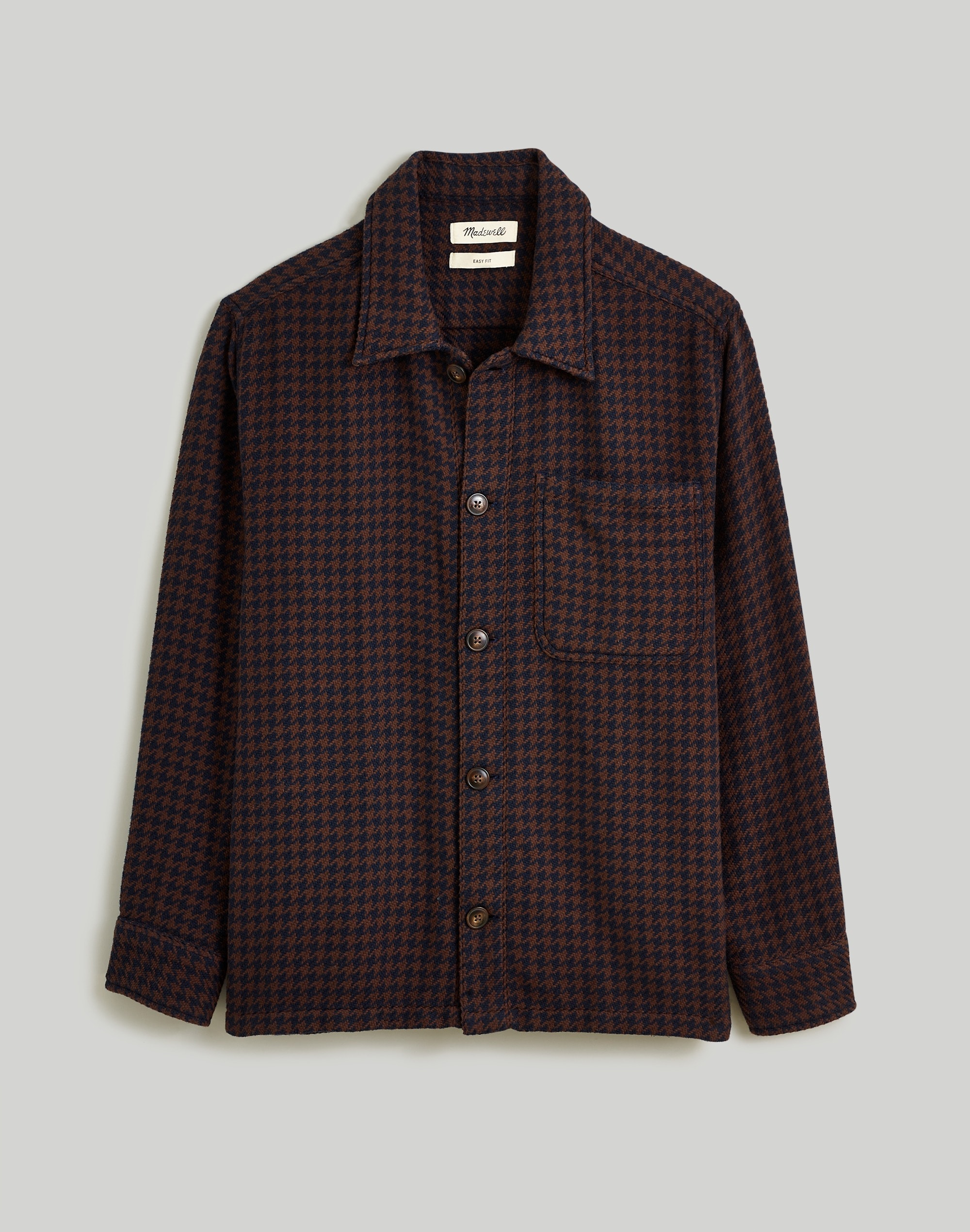 Boxy Shirt-Jacket in Houndstooth