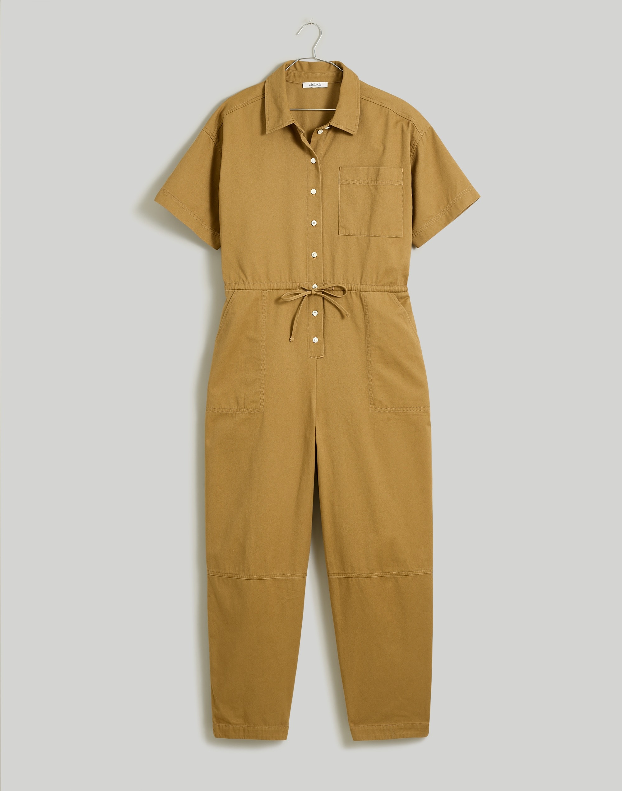 Tie-Waist Short-Sleeve Jumpsuit in (Re)generative Chino