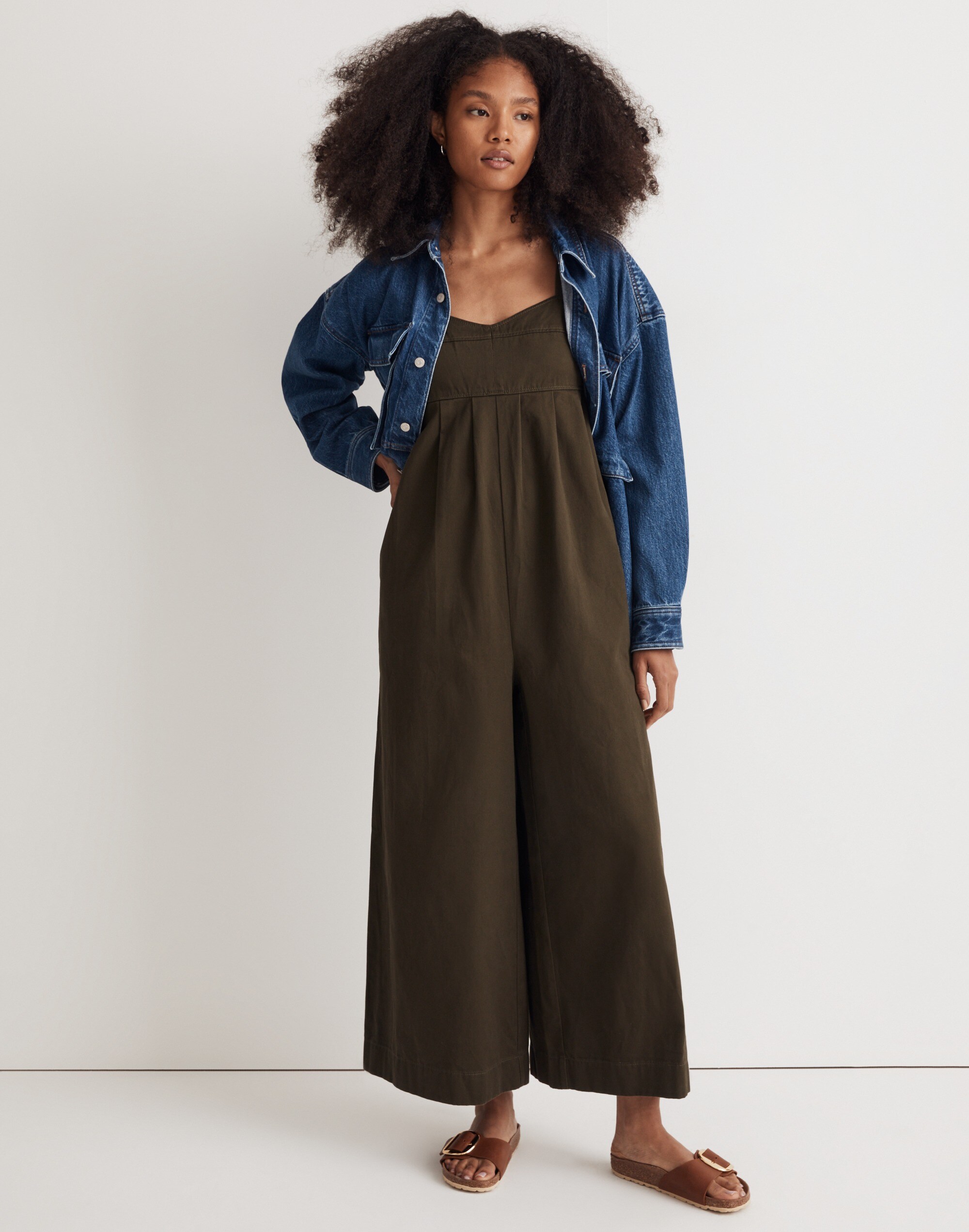 Pleated Wide-Leg Jumpsuit in (Re)generative Chino