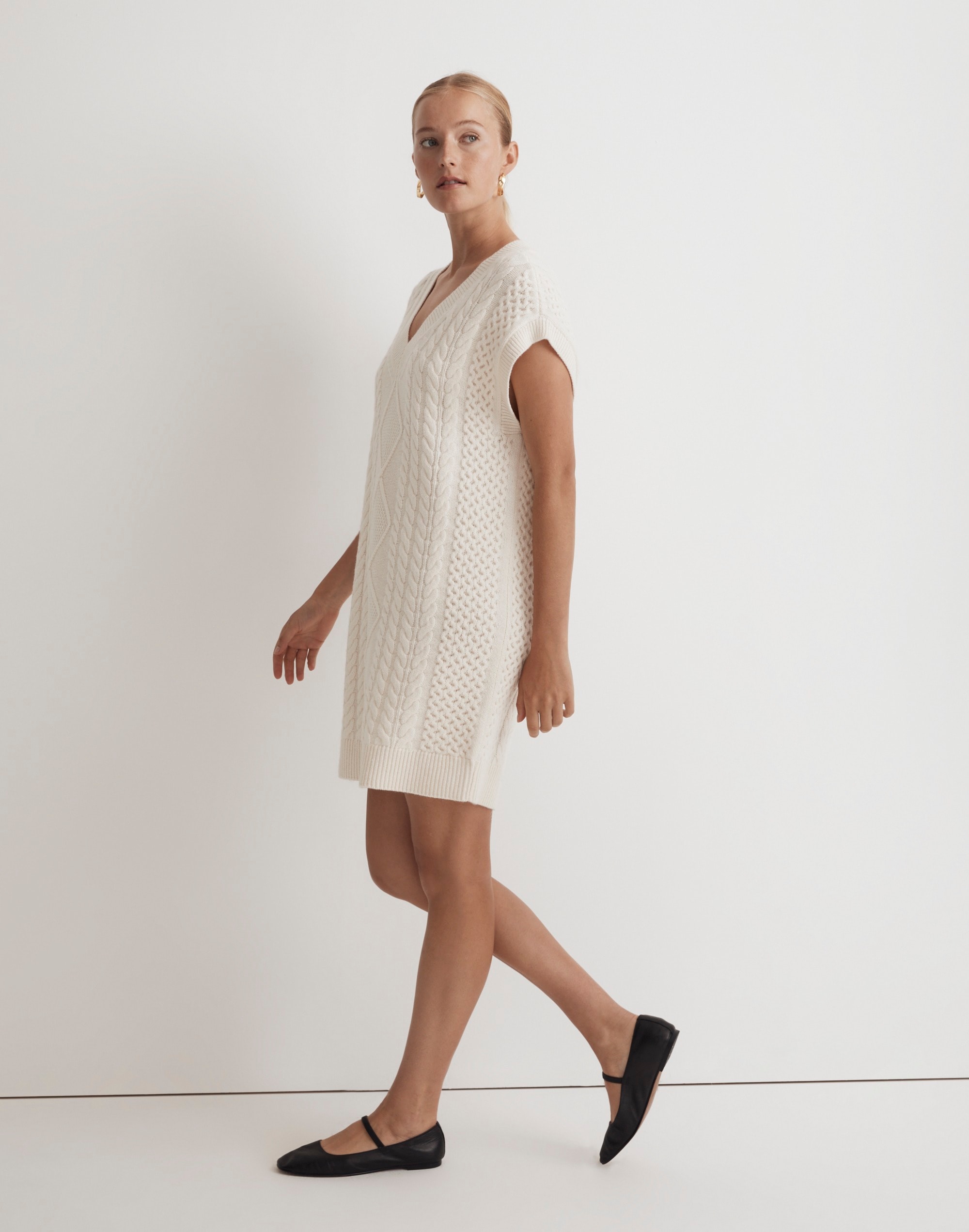 Cable-Knit Oversized Mini Sweater Dress