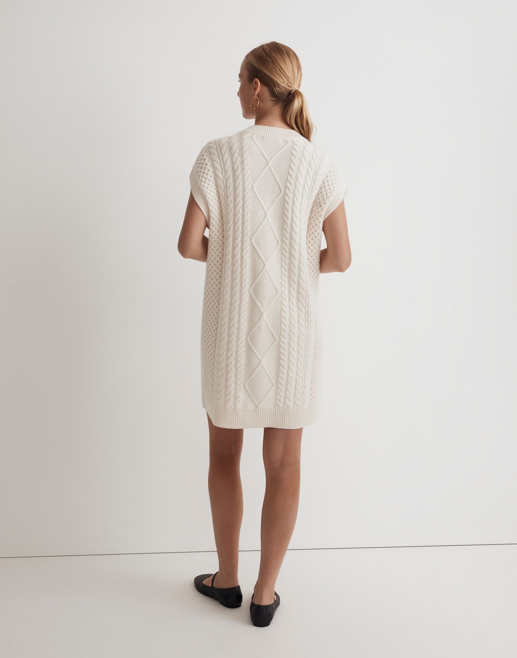 Cable-Knit Oversized Mini Sweater Dress