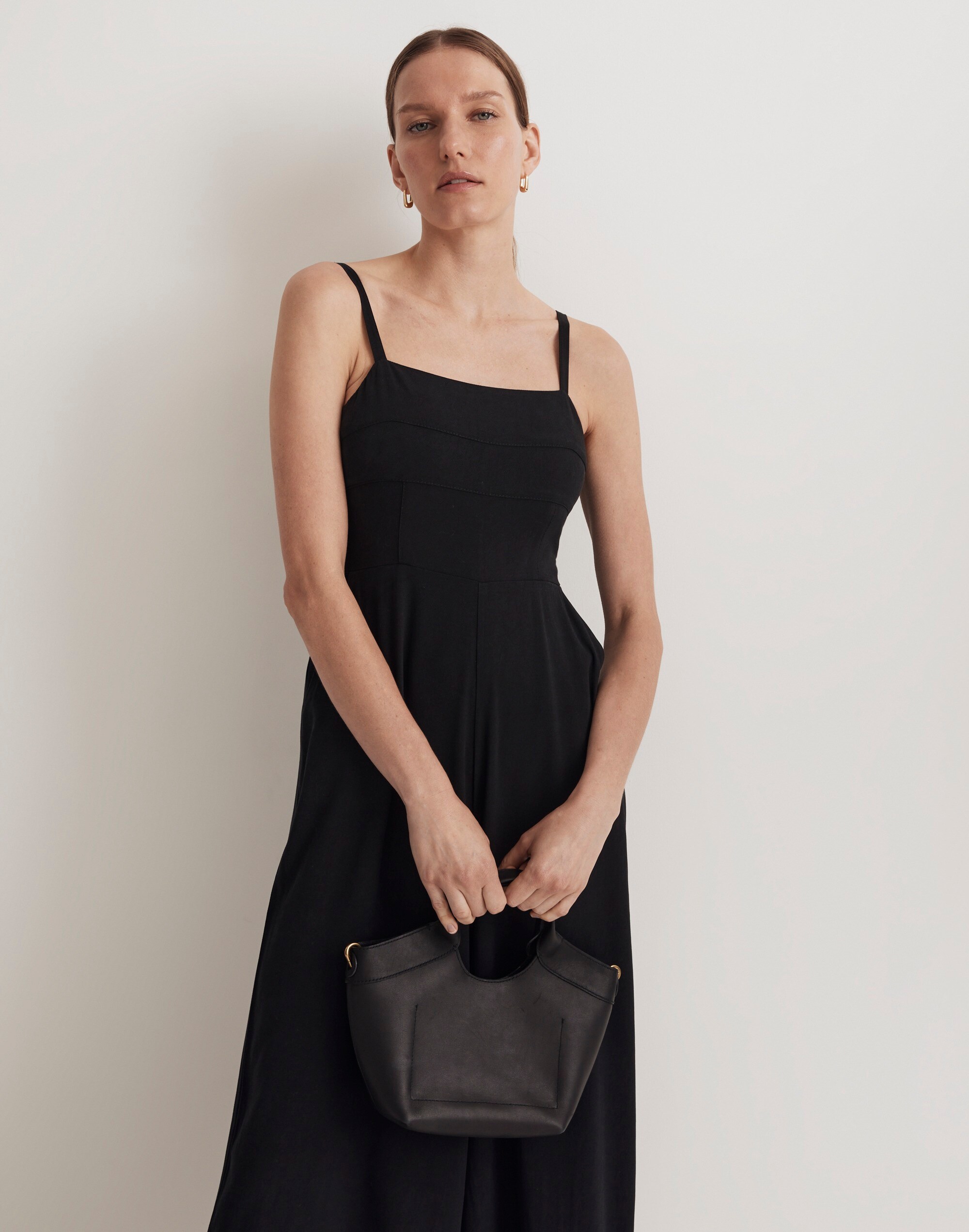 Petite Square-Neck Wide-Leg Sleeveless Jumpsuit