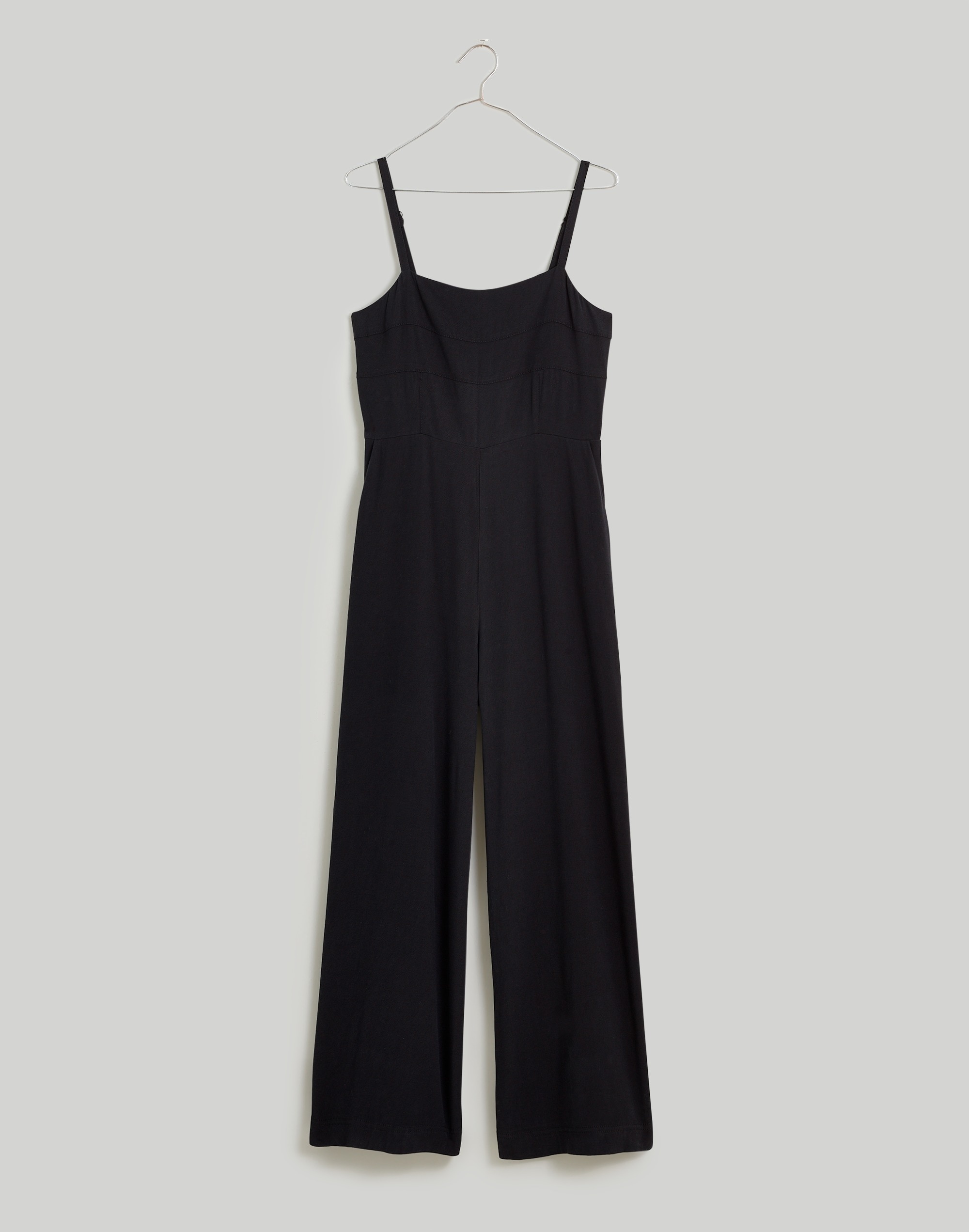 Petite Square-Neck Wide-Leg Sleeveless Jumpsuit