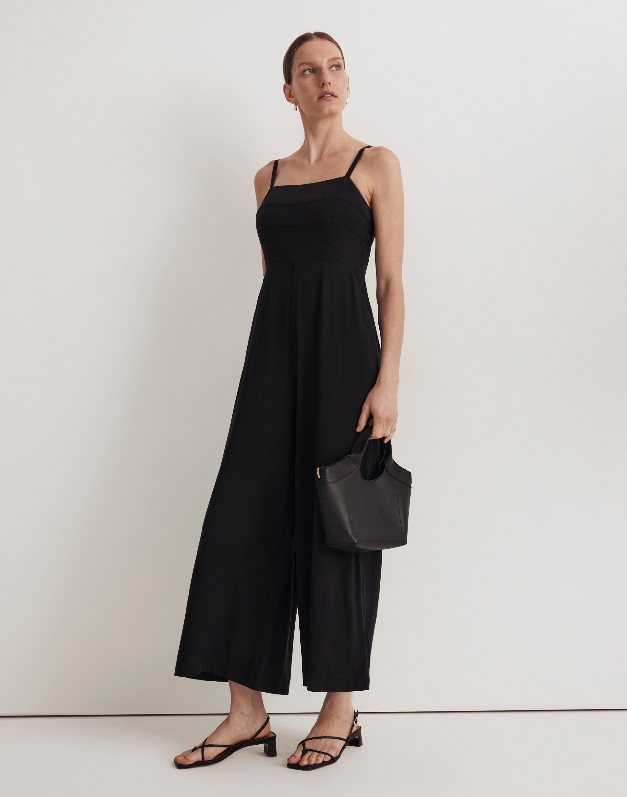 square-neck wide-leg sleeveless jumpsuit