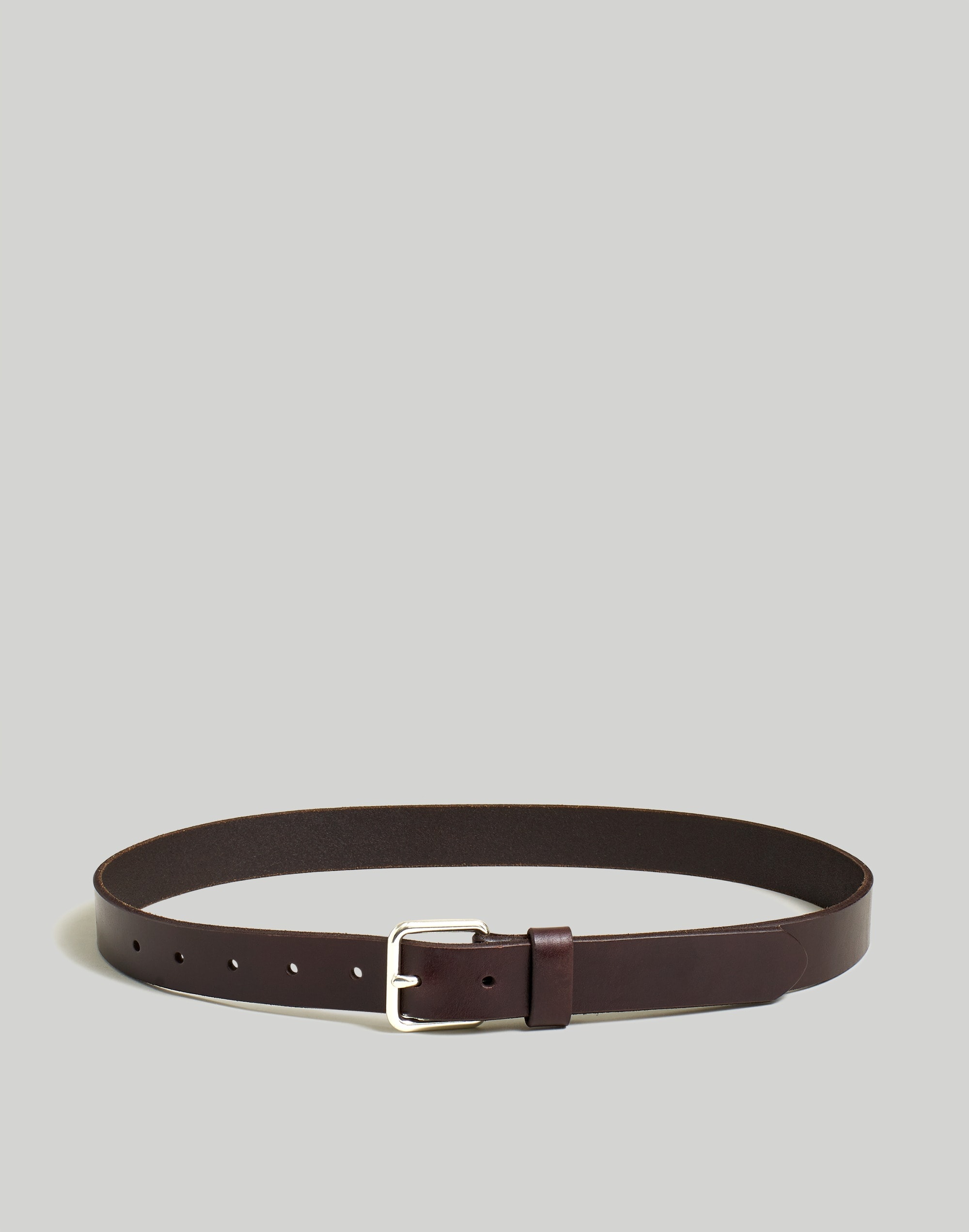 Mw Narrow Leather Belt In Rich Brown