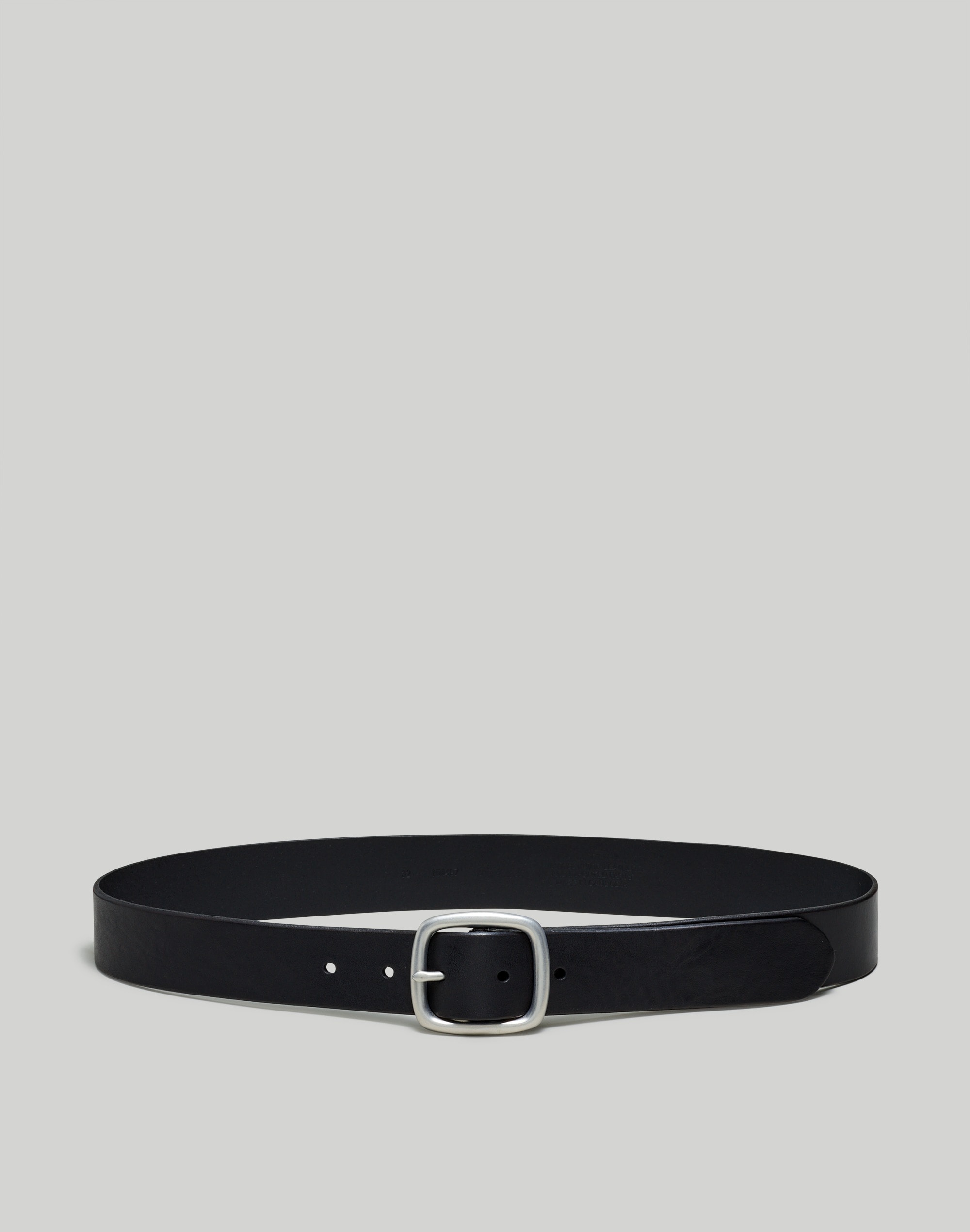 Mw Leather Center-bar Belt In True Black