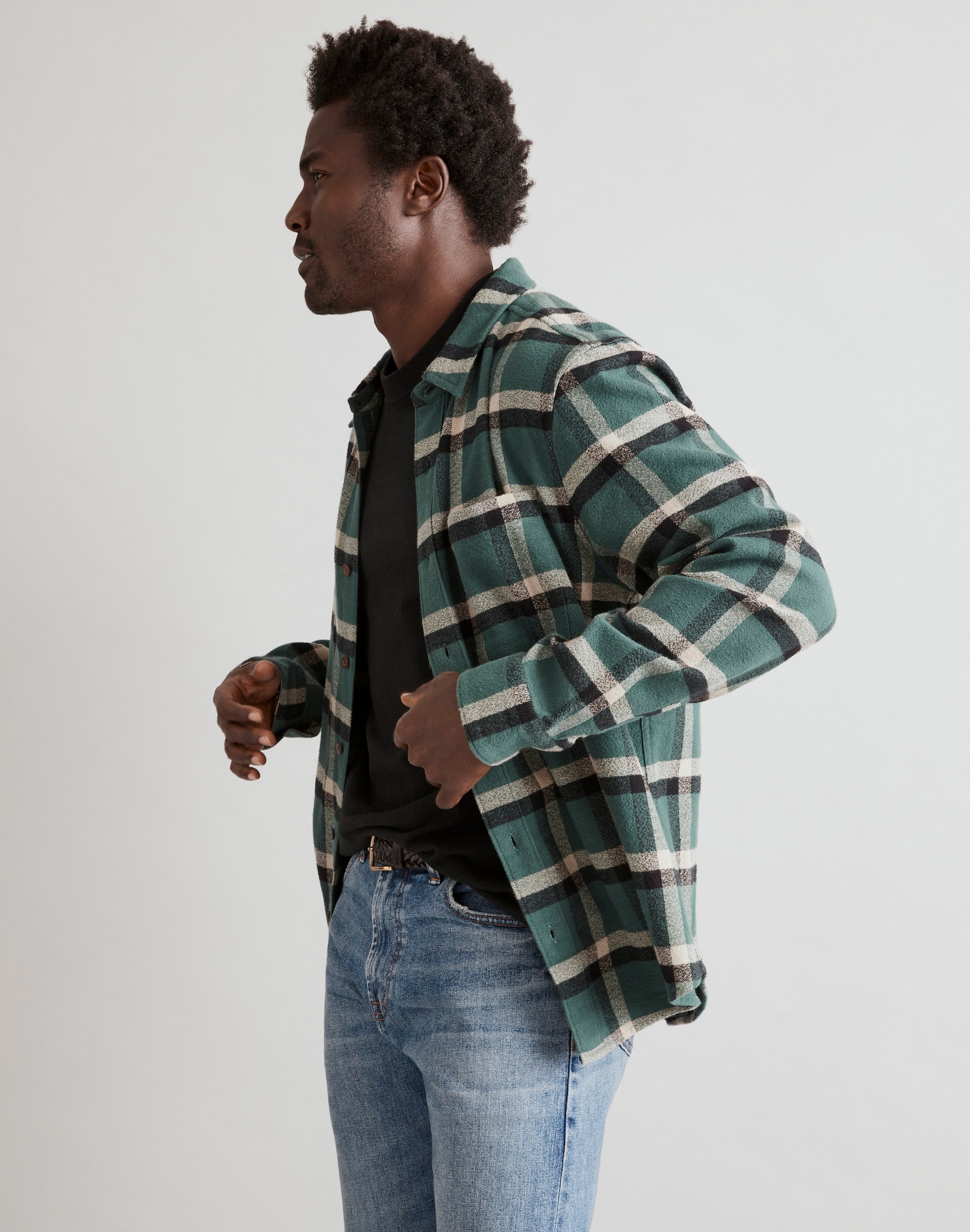 Heathered Easy Long-Sleeve Shirt in Plaid