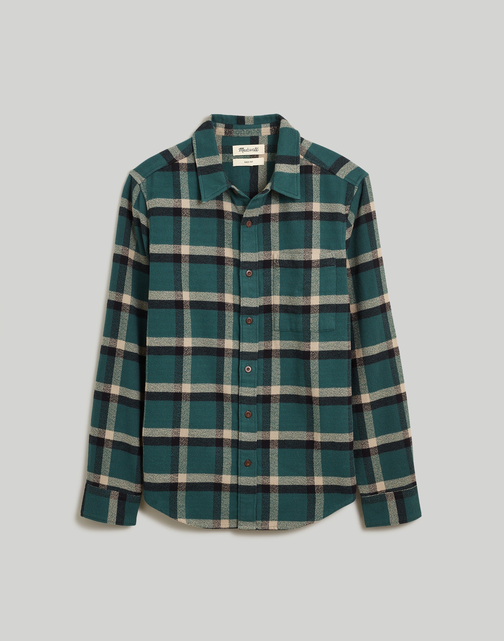 Heathered Easy Long-Sleeve Shirt in Plaid
