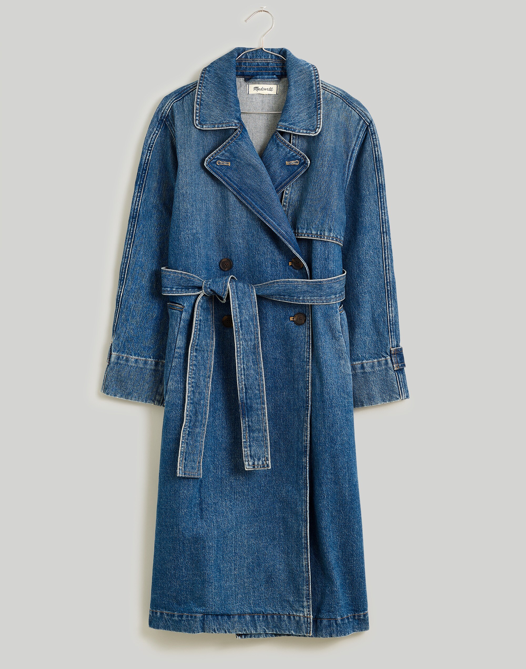 Oversized Denim Trench Coat in Rensberry Wash