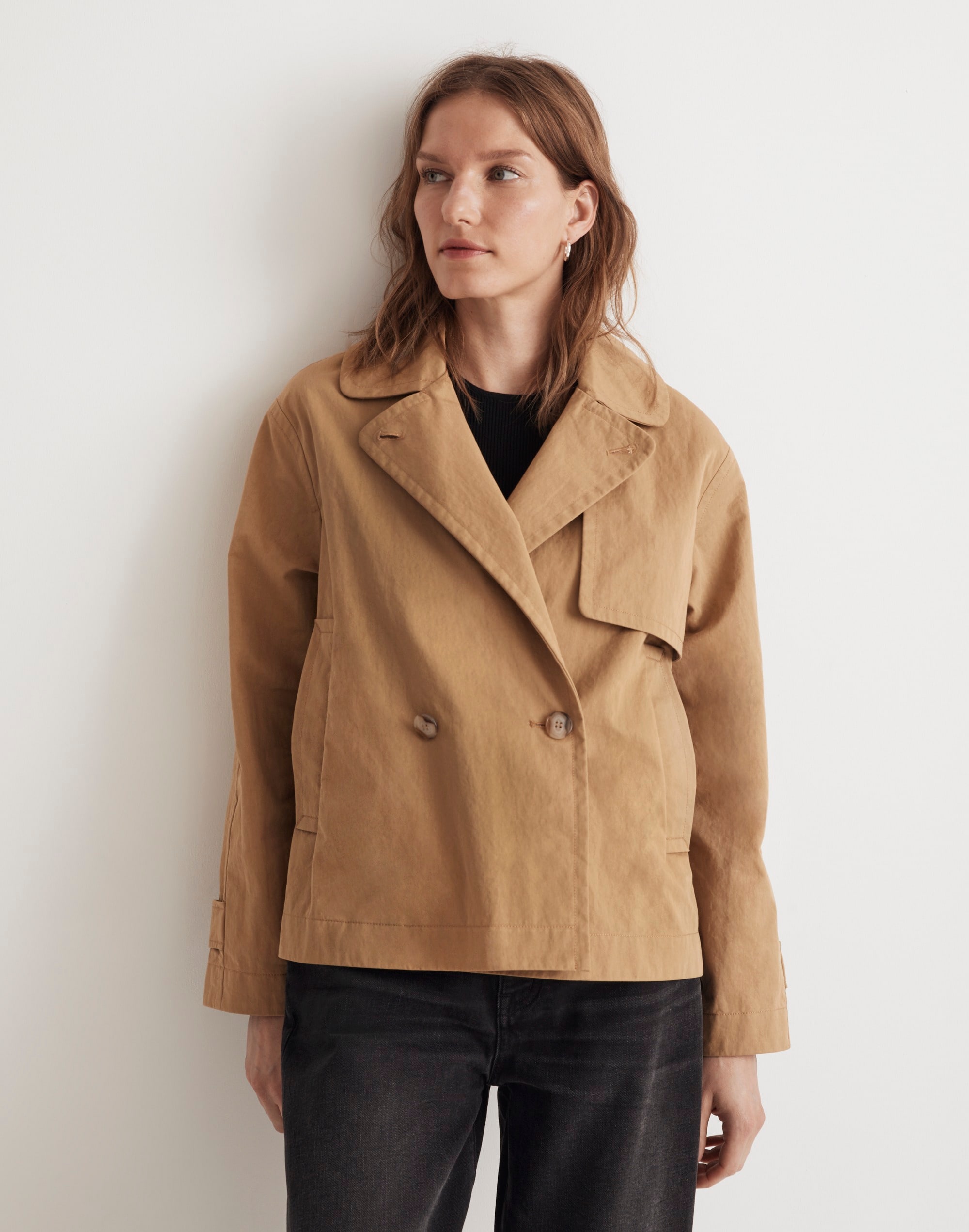 Double-Breasted Crop Trench Coat