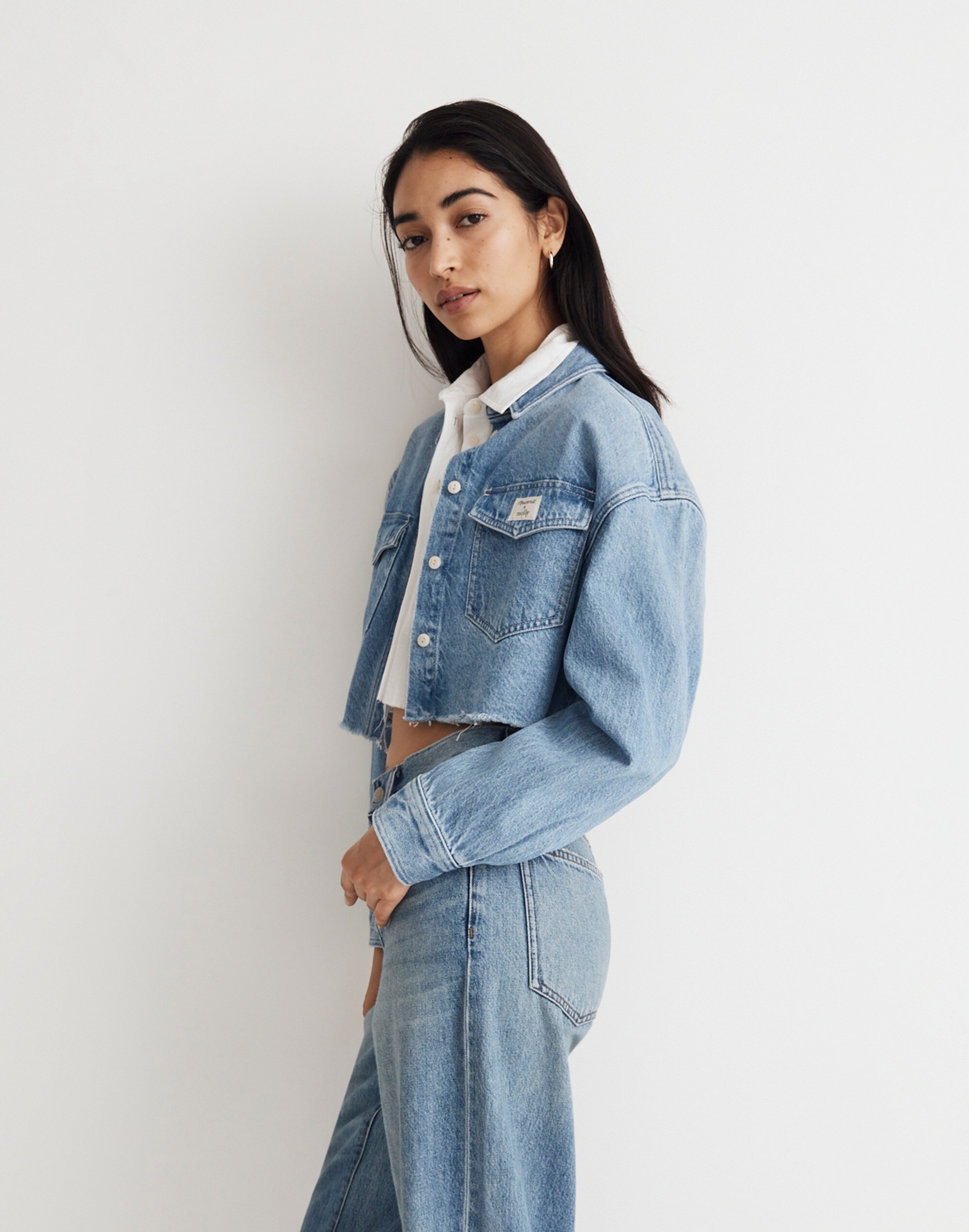 Madewell x Molly Dickson Denim Oversized Crop Shirt Alternate Image 1