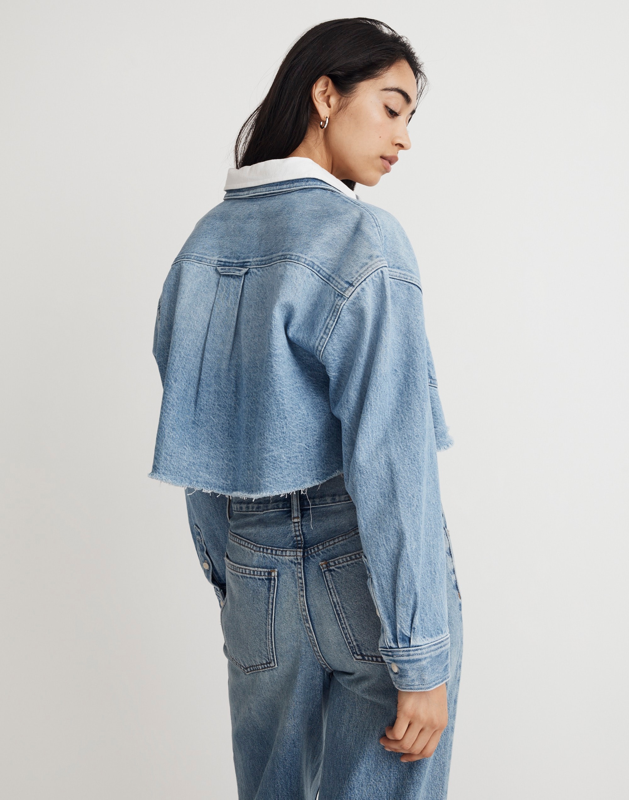 Madewell x Molly Dickson Denim Oversized Crop Shirt Alternate Image 3