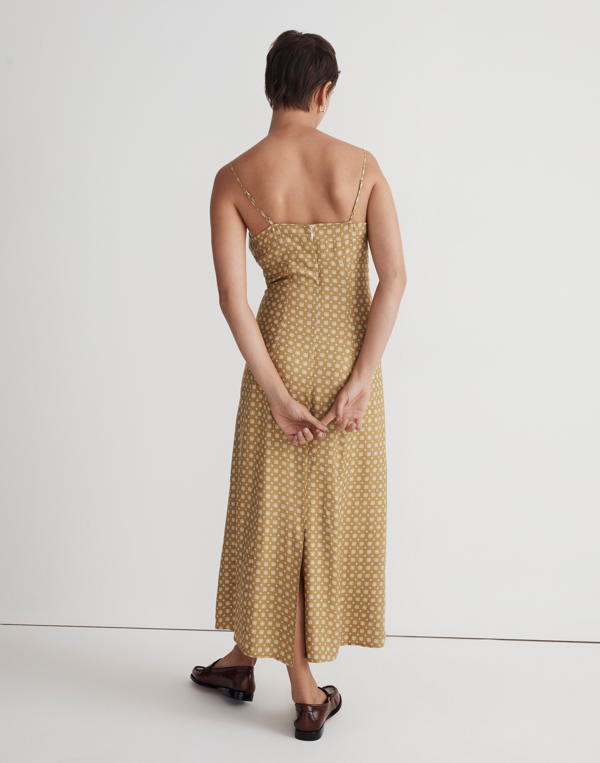 Square-Neck Midi Slip Dress