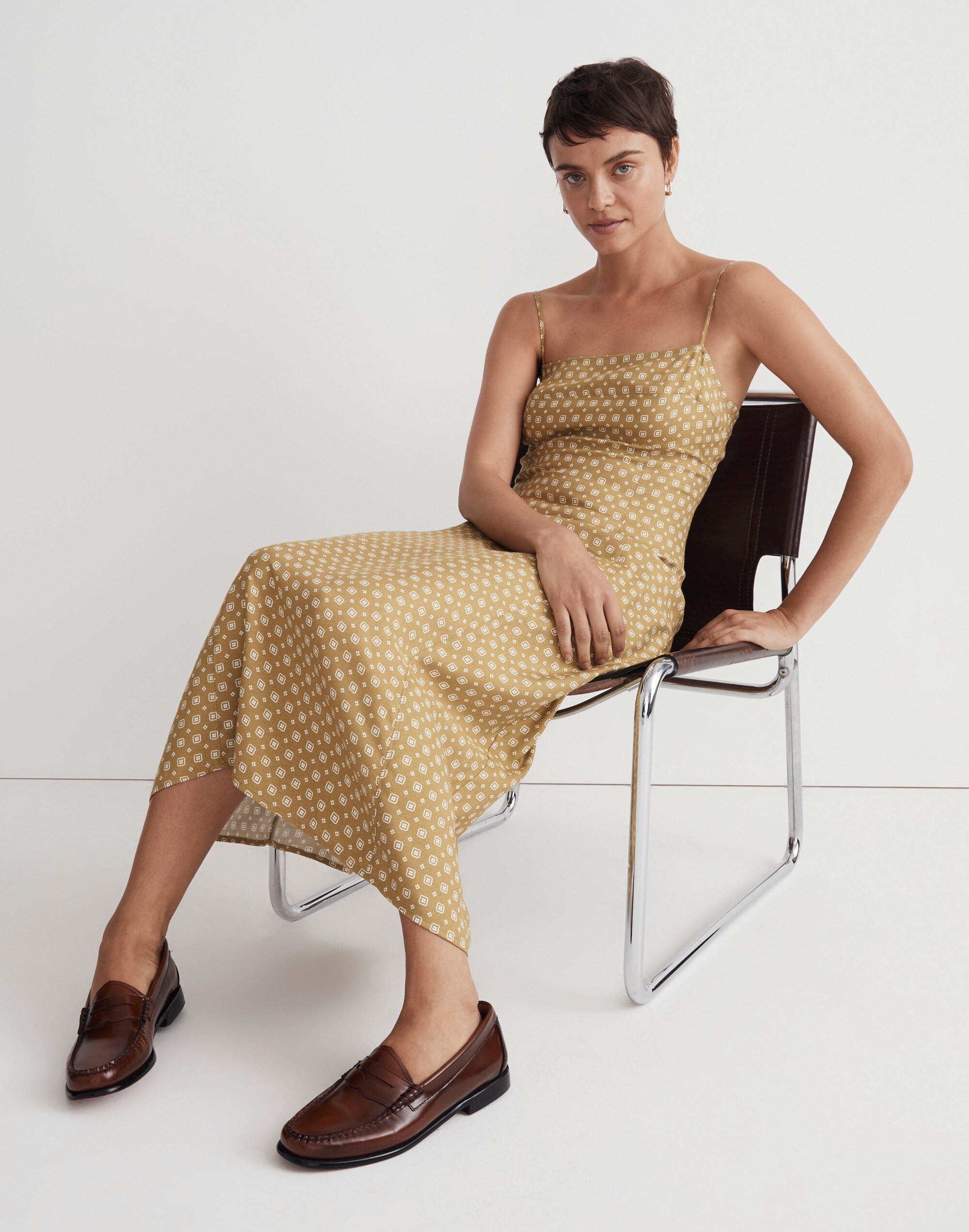 Square-Neck Midi Slip Dress