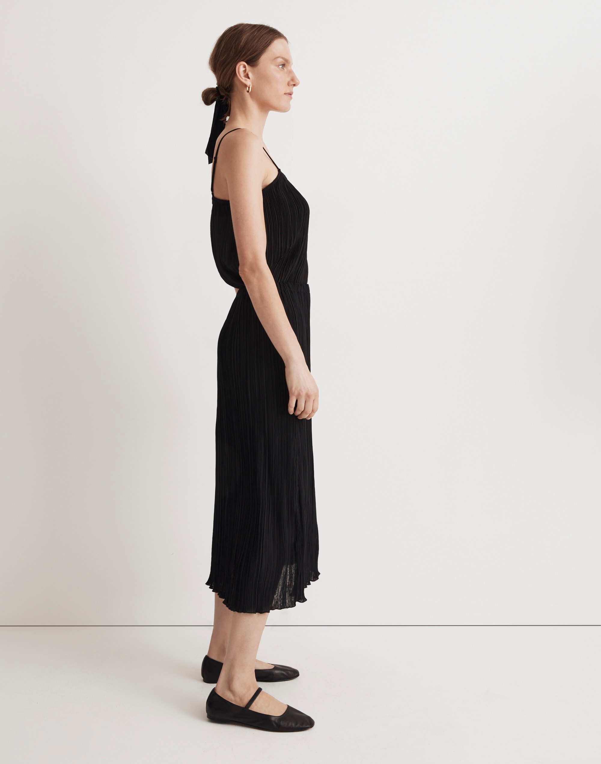 Pliss&eacute; Midi Slip Skirt