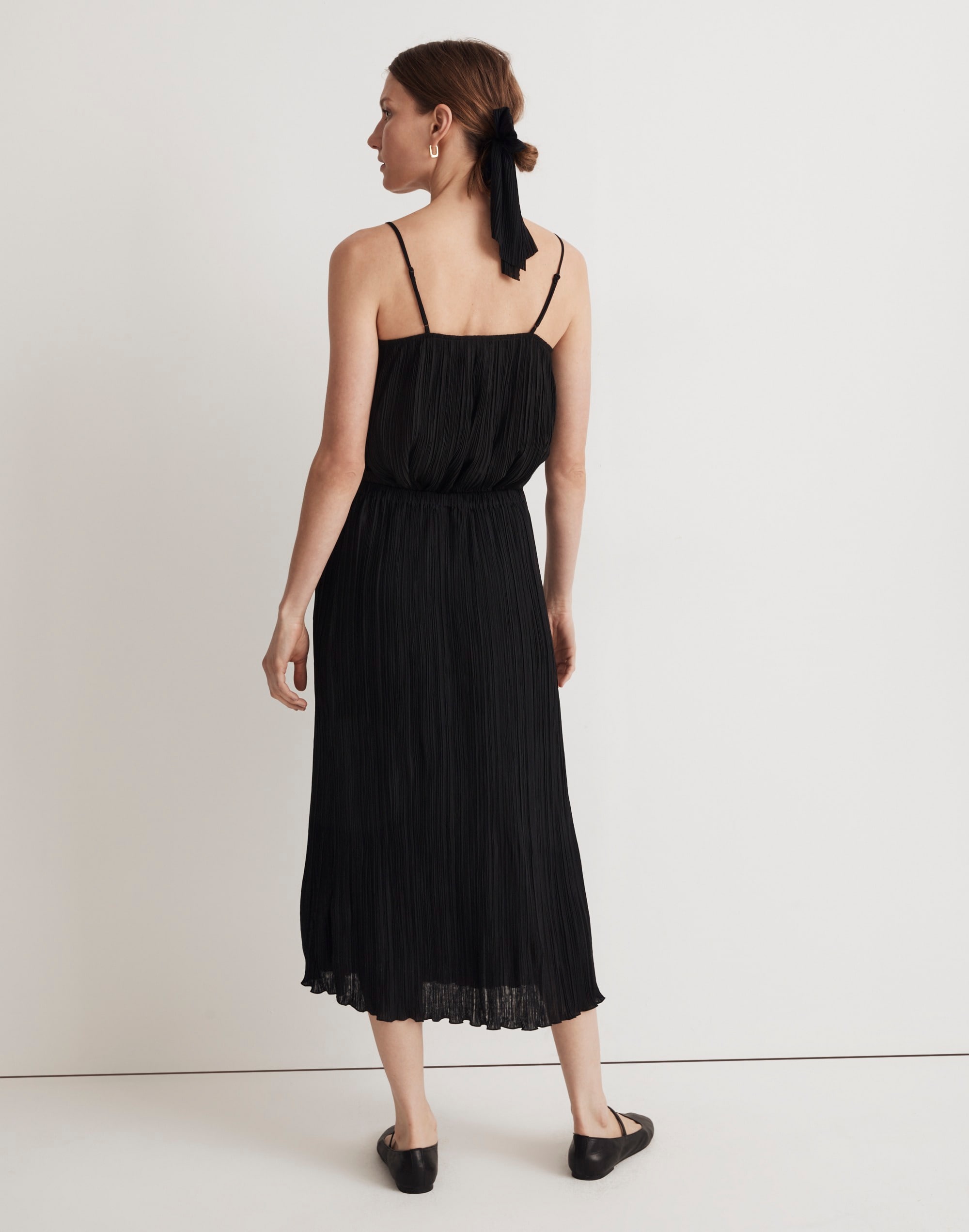 Pliss&eacute; Midi Slip Skirt