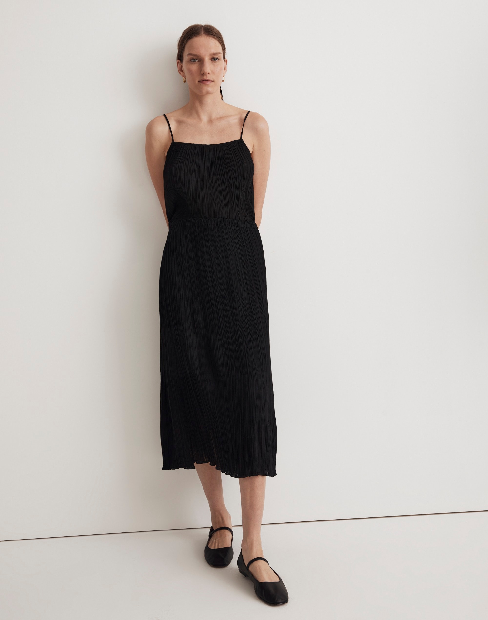 Pliss&eacute; Midi Slip Skirt