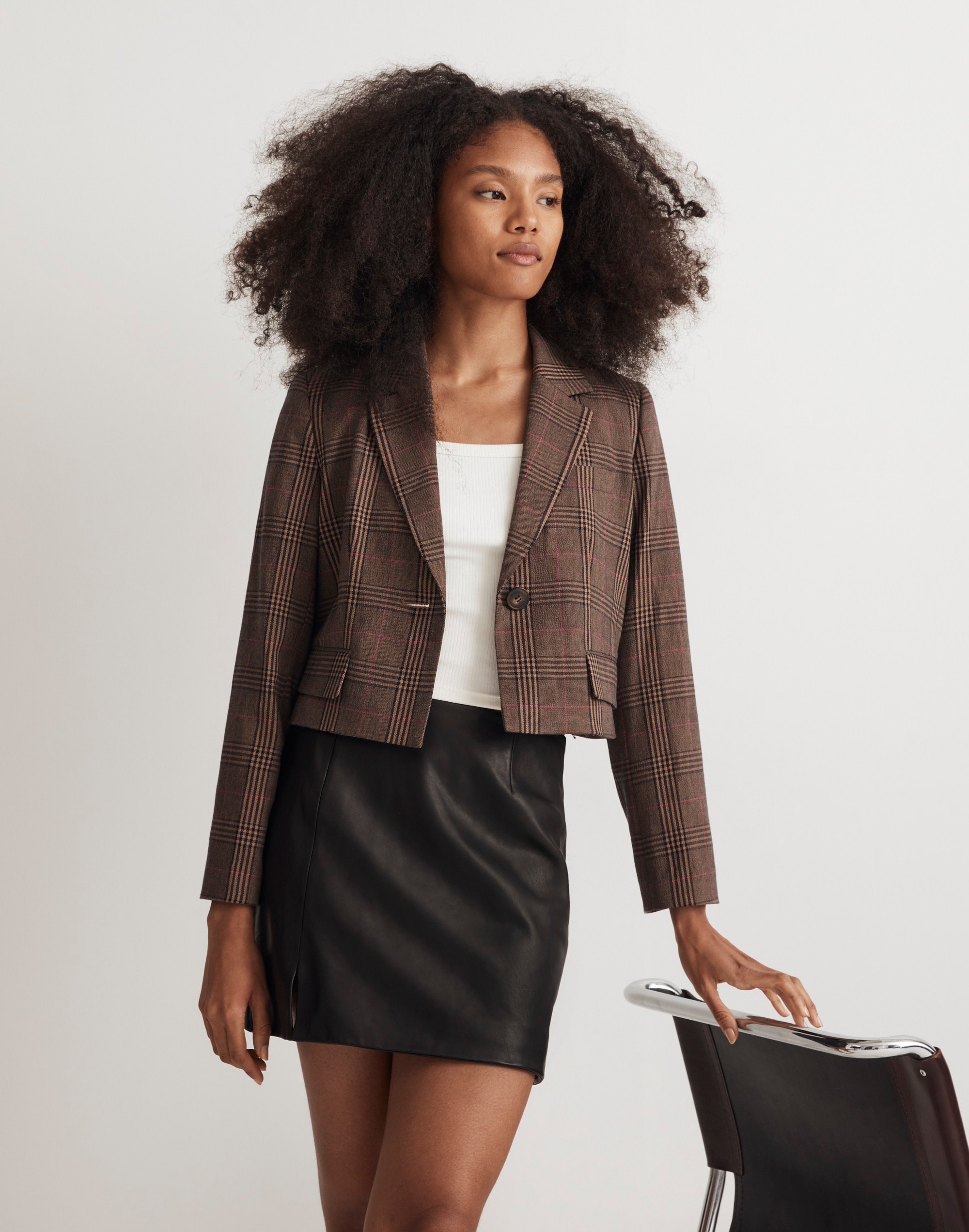 the sutter crop blazer in plaid