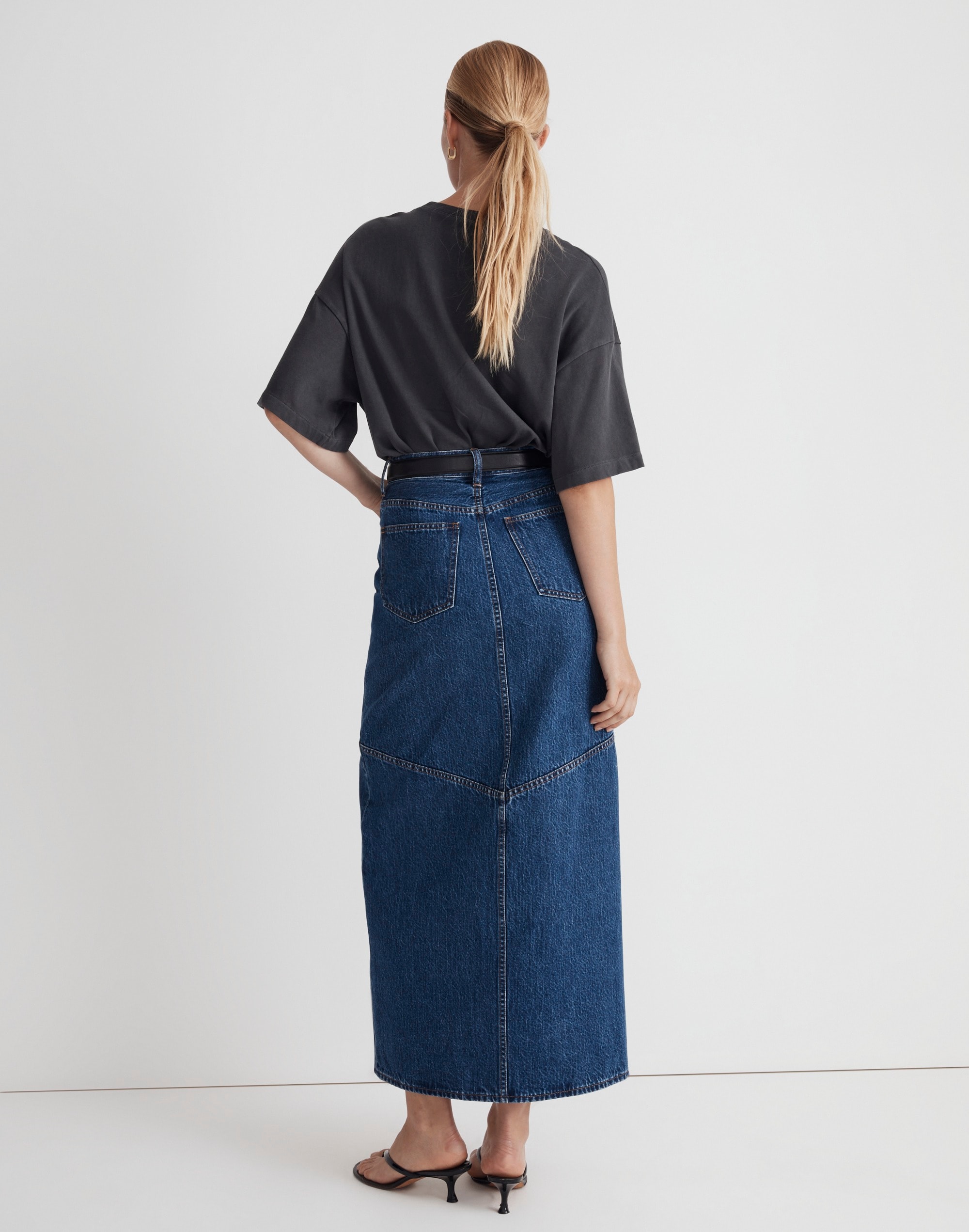 Denim Mid-Rise Maxi Skirt in Pineland Wash