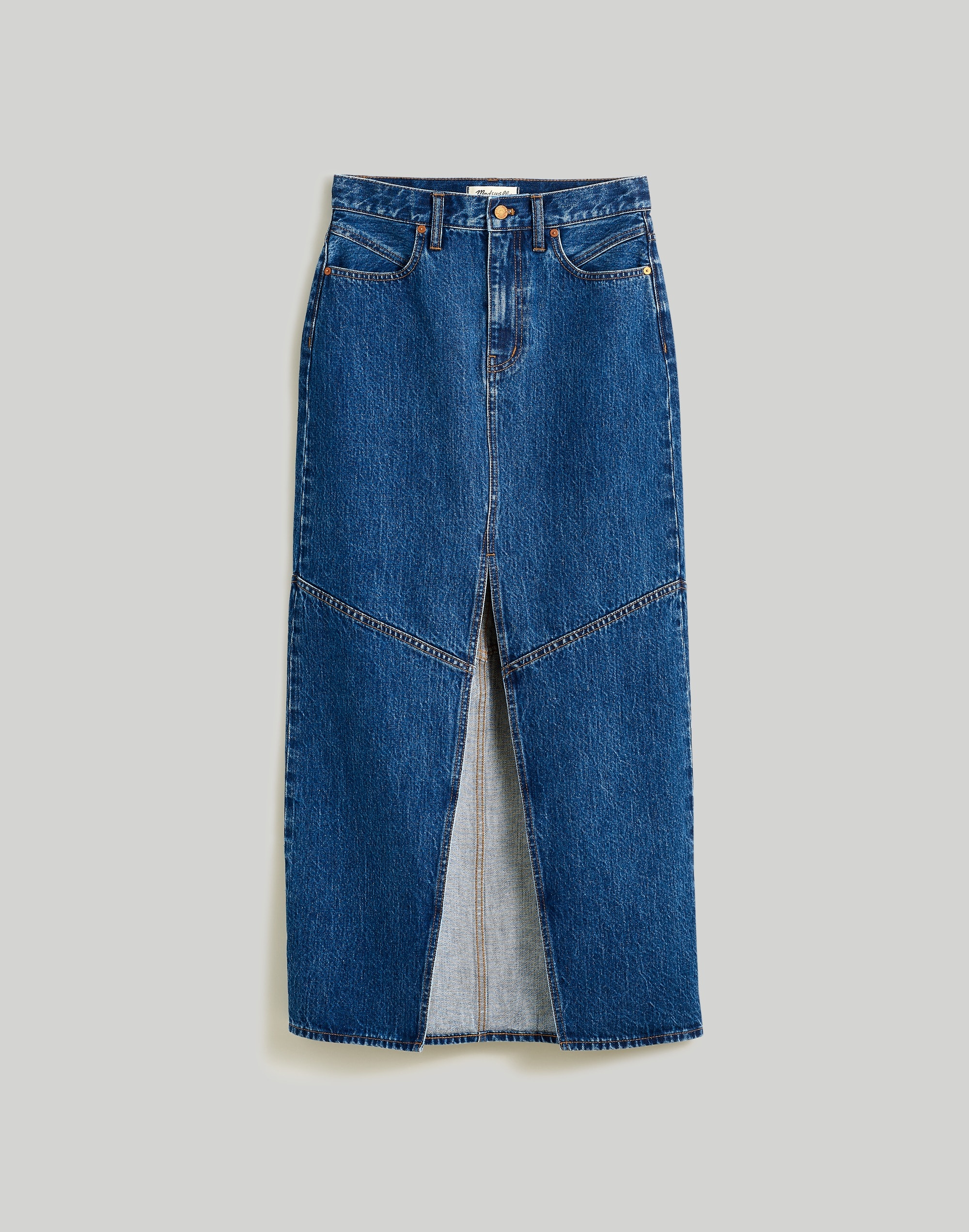 Denim Mid-Rise Maxi Skirt in Pineland Wash